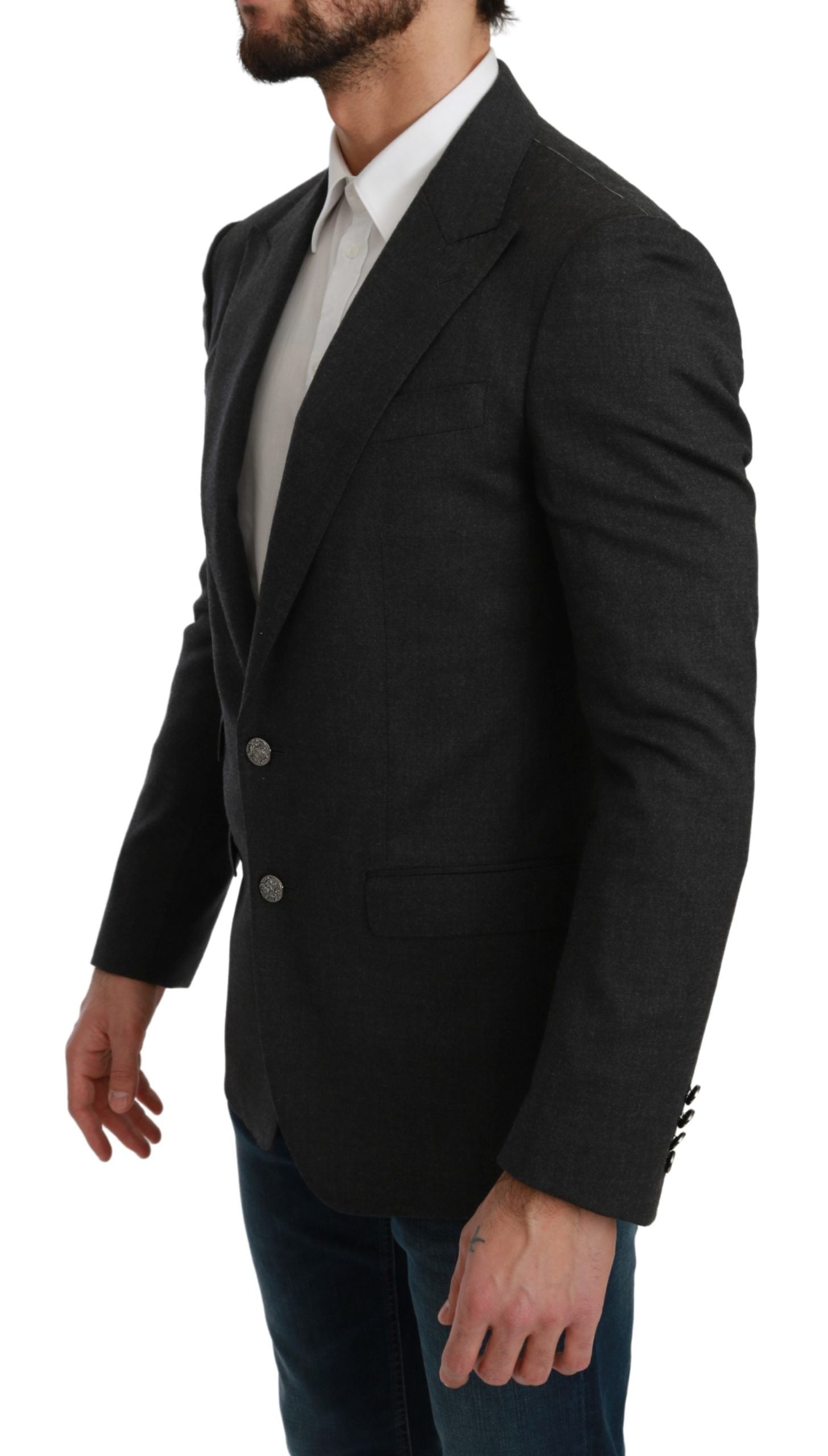 Dolce & Gabbana Grå NAPOLI Slim Fit Jacka Ullkavaj