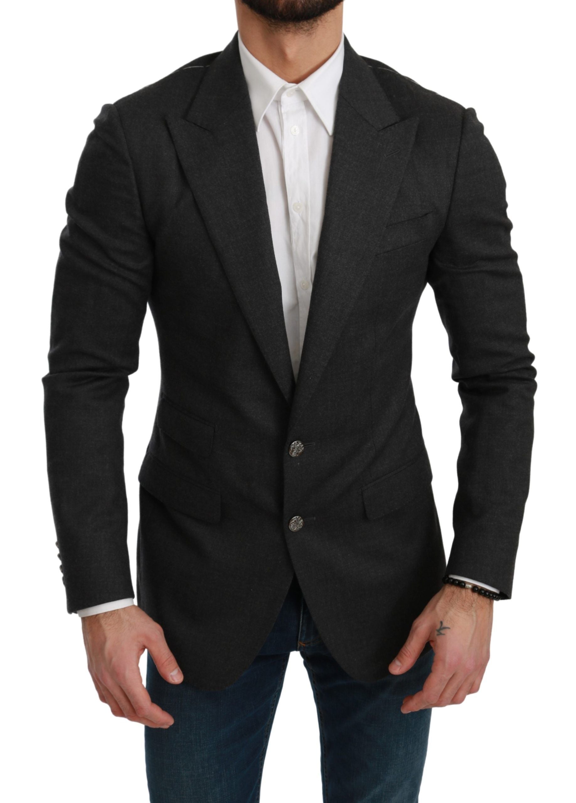 Dolce & Gabbana Grå NAPOLI Slim Fit Jacka Ullkavaj