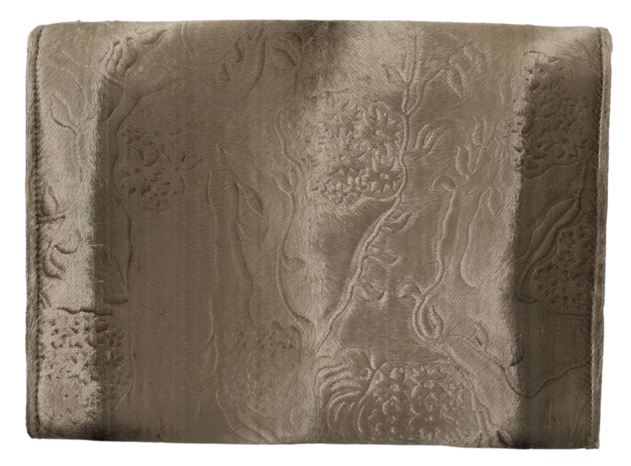 Dolce & Gabbana Beige Sammet Blommig Läder Herrdokumentportfölj