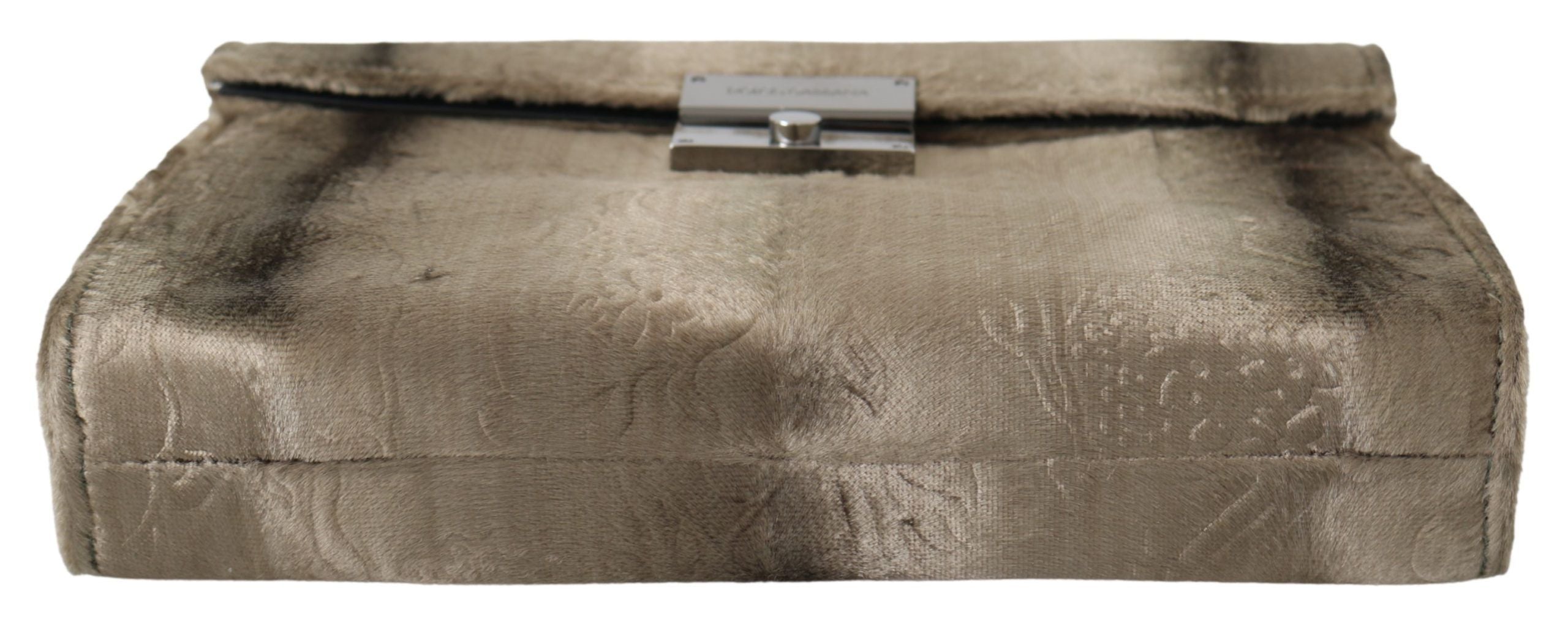 Dolce & Gabbana Beige Sammet Blommig Läder Herrdokumentportfölj