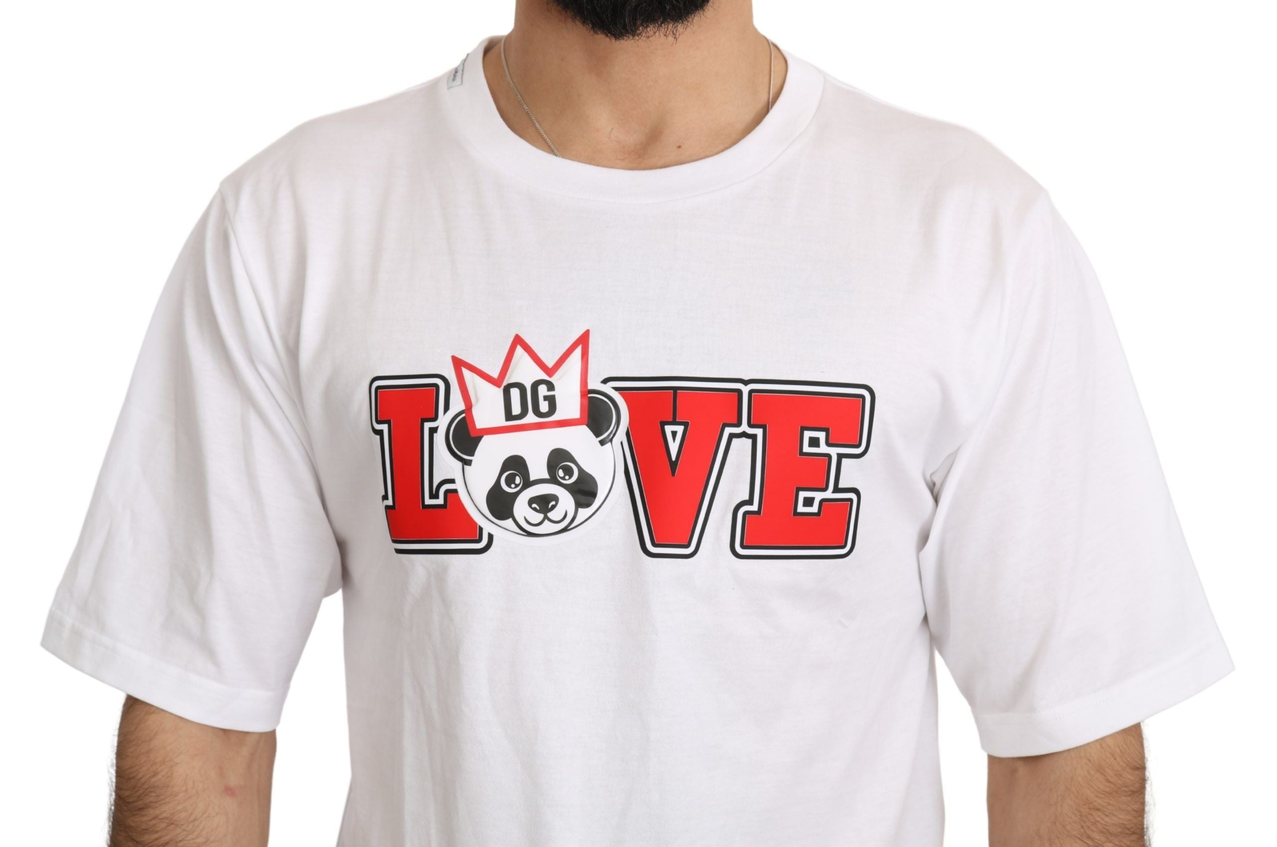 Dolce & Gabbana Vit Love Panda Mönstrad Topp T-shirt