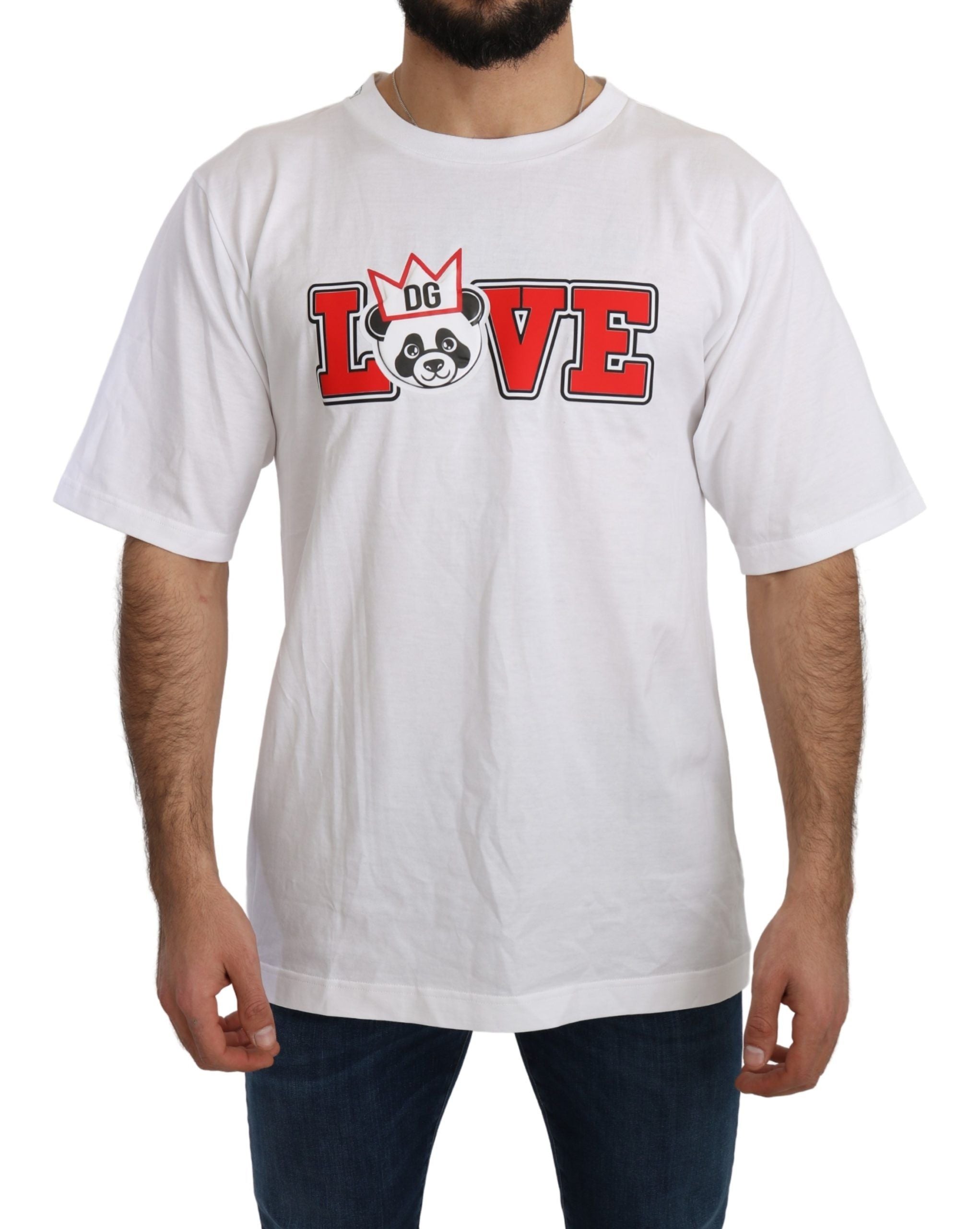 Dolce & Gabbana Vit Love Panda Mönstrad Topp T-shirt