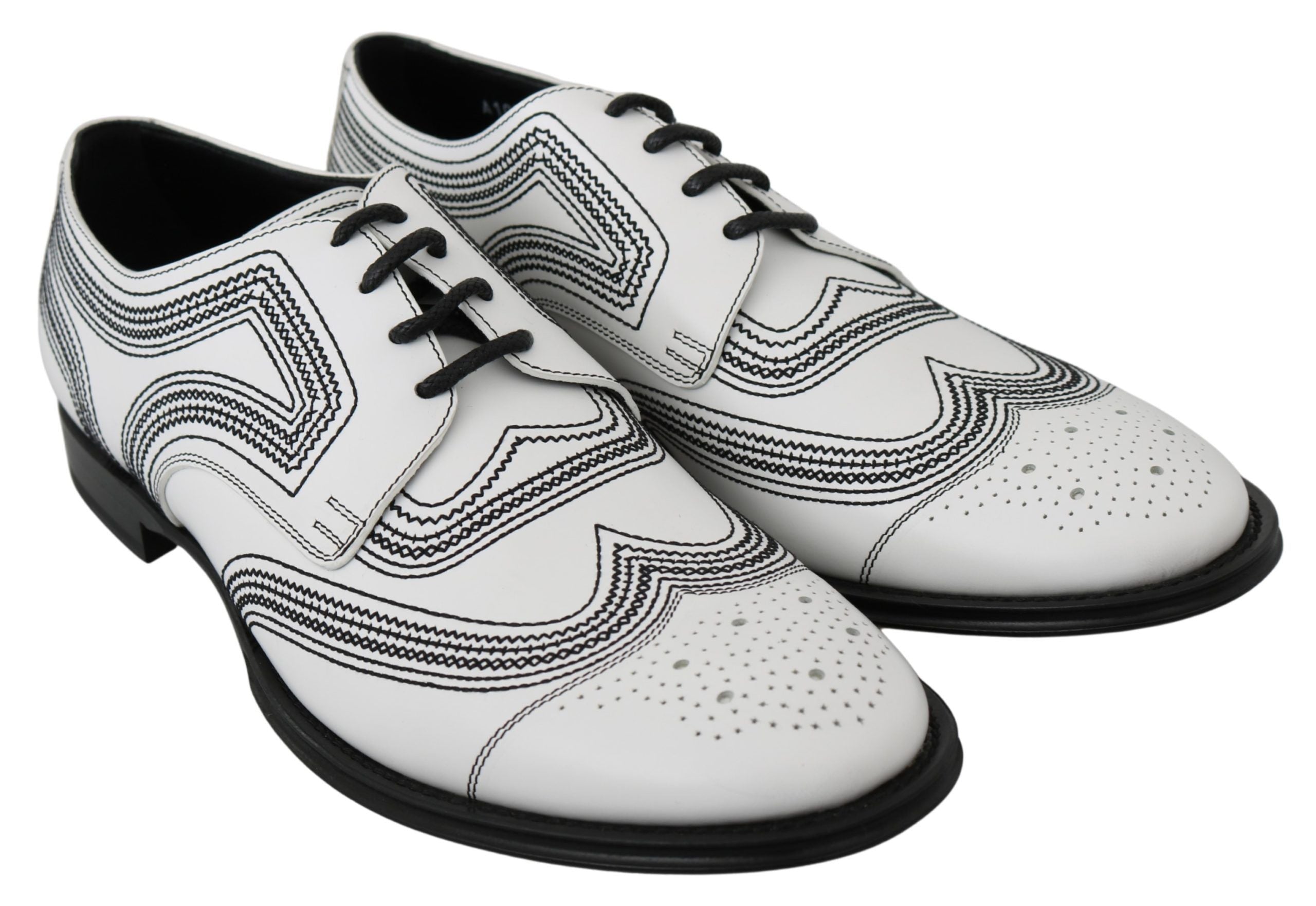 Dolce & Gabbana Vita Läder Derby Formella Svarta Spetsskor