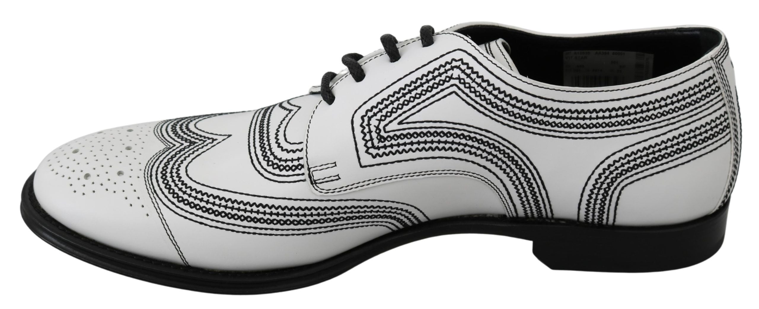 Dolce & Gabbana Vita Läder Derby Formella Svarta Spetsskor