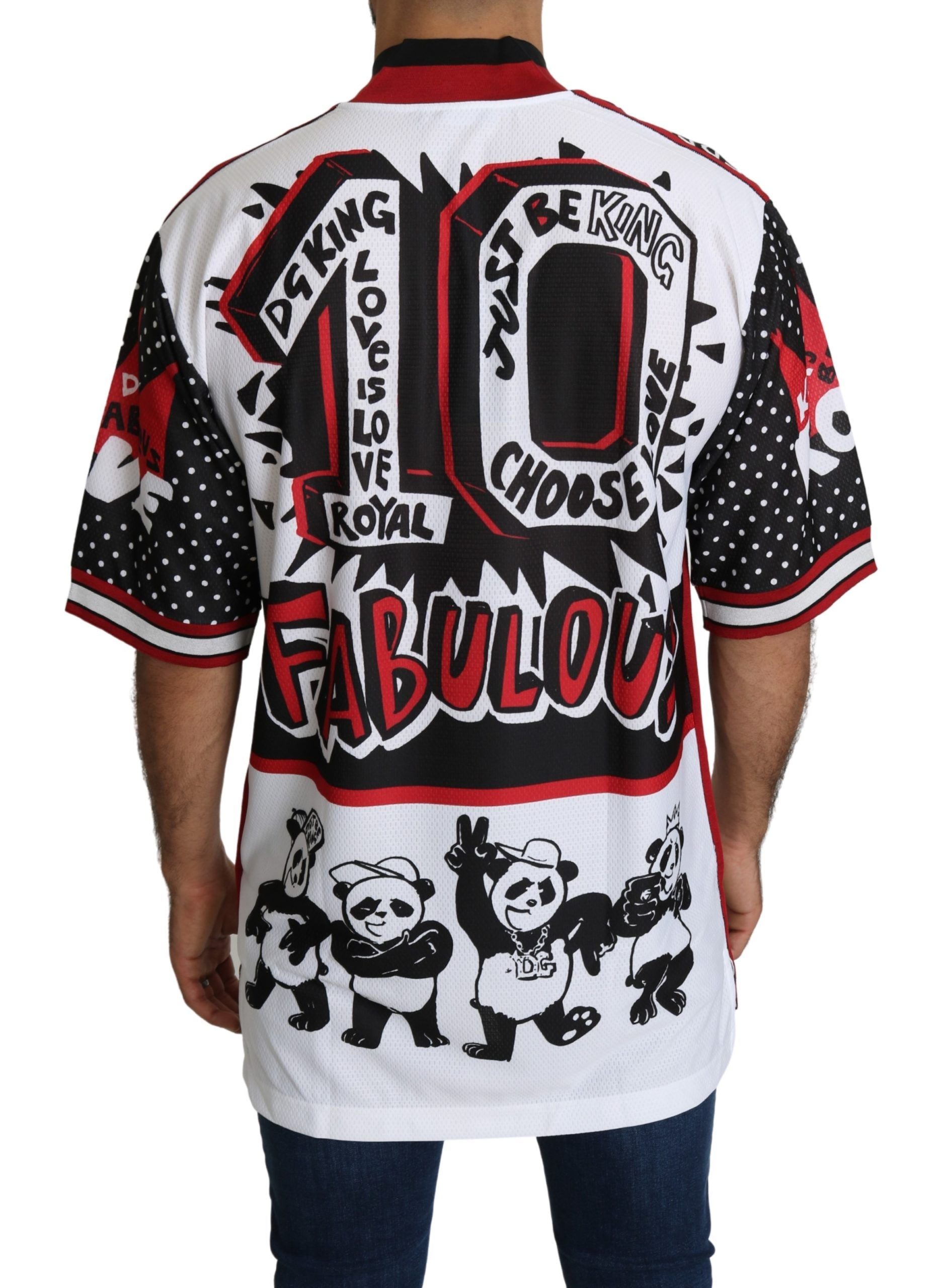 Dolce & Gabbana Vit King Panda Topp Polyester Herr T-shirt