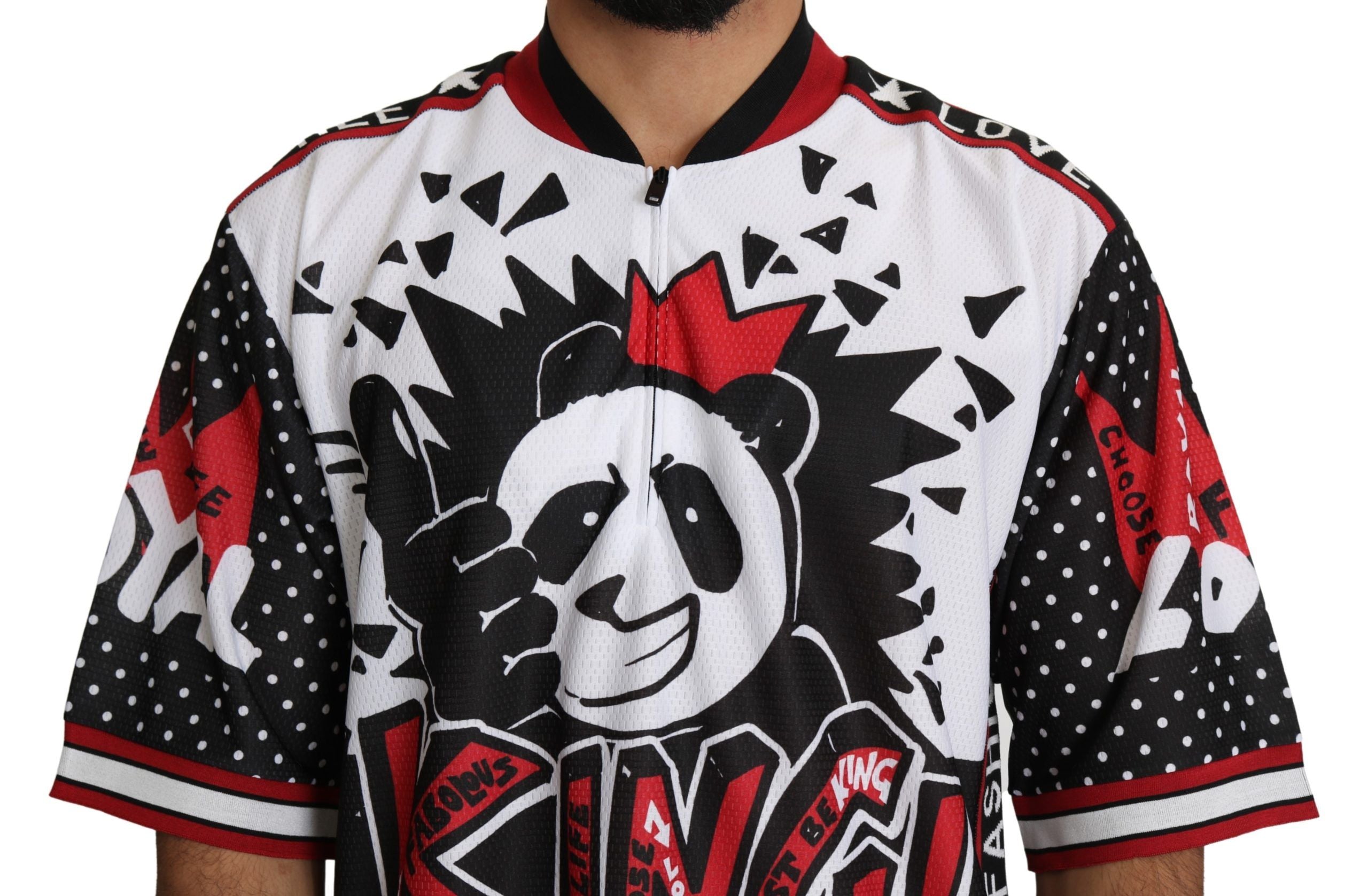 Dolce & Gabbana Vit King Panda Topp Polyester Herr T-shirt