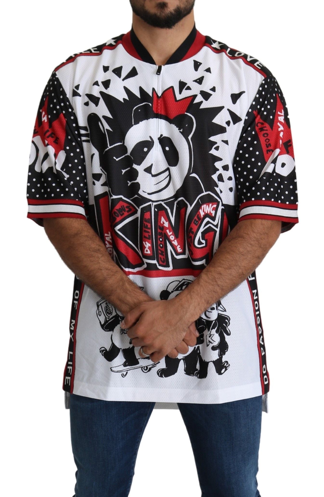 Dolce & Gabbana Vit King Panda Topp Polyester Herr T-shirt
