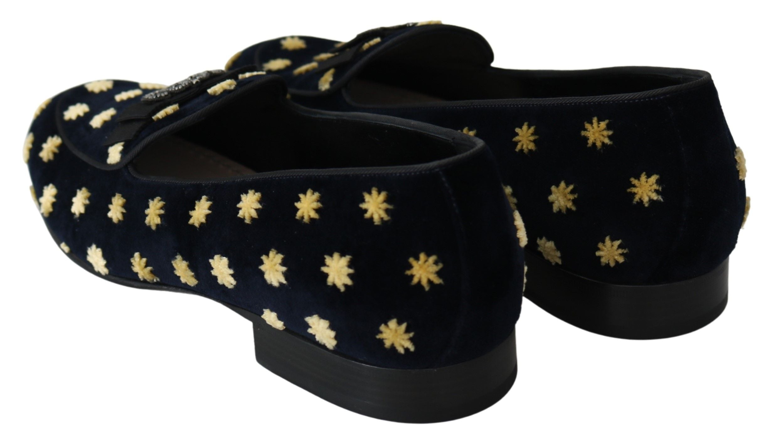 Dolce & Gabbana Blå Sammetskrona Tofflor Loafers Skor
