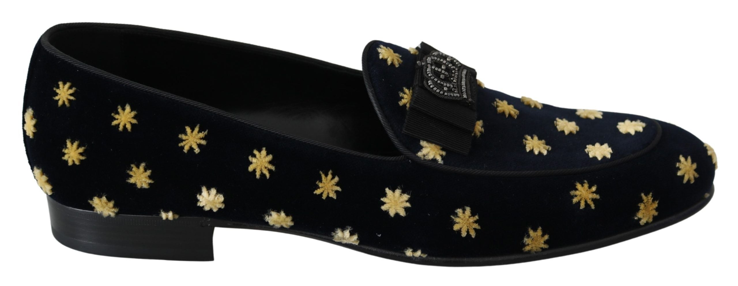 Dolce & Gabbana Blå Sammetskrona Tofflor Loafers Skor