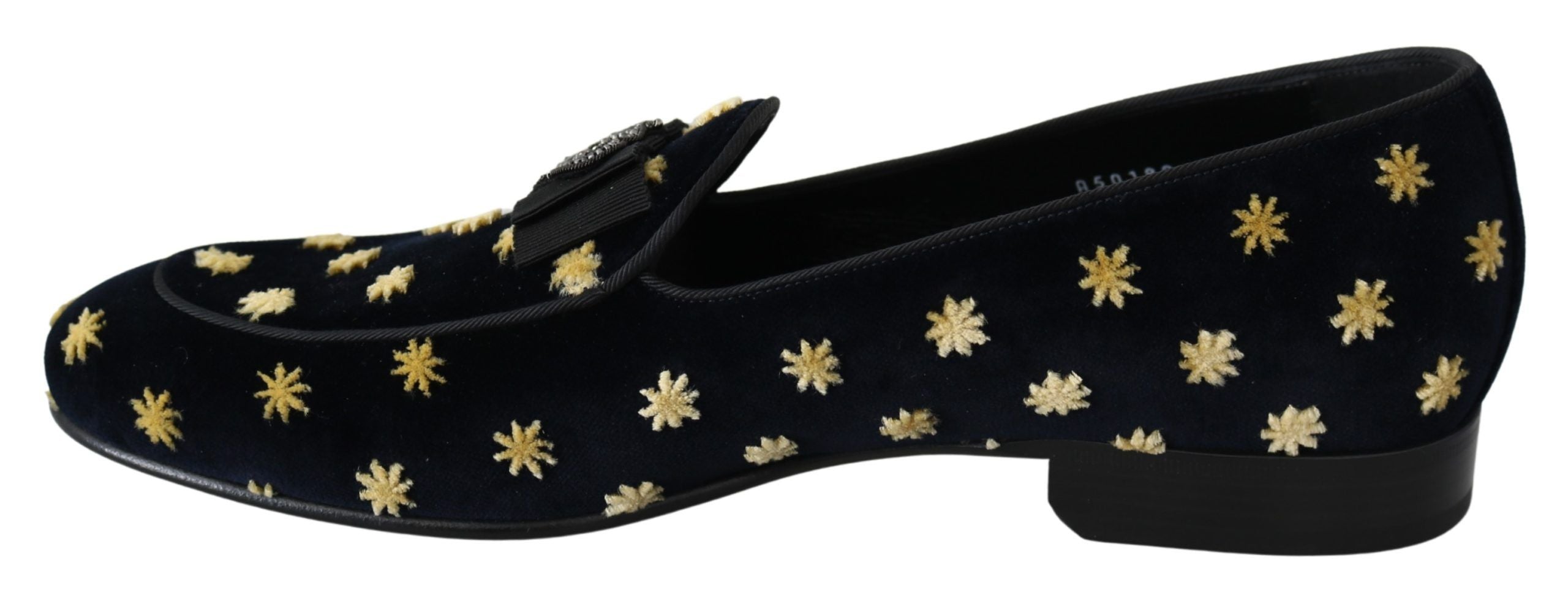 Dolce & Gabbana Blå Sammetskrona Tofflor Loafers Skor