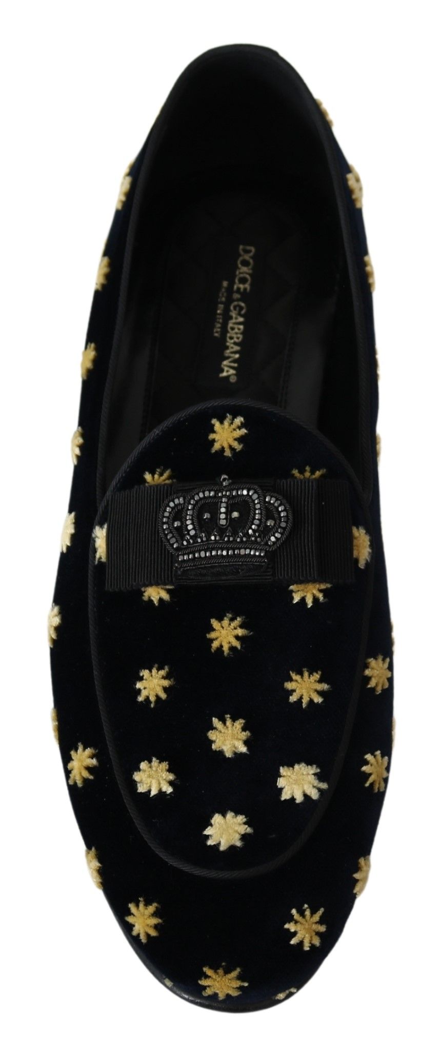 Dolce & Gabbana Blå Sammetskrona Tofflor Loafers Skor