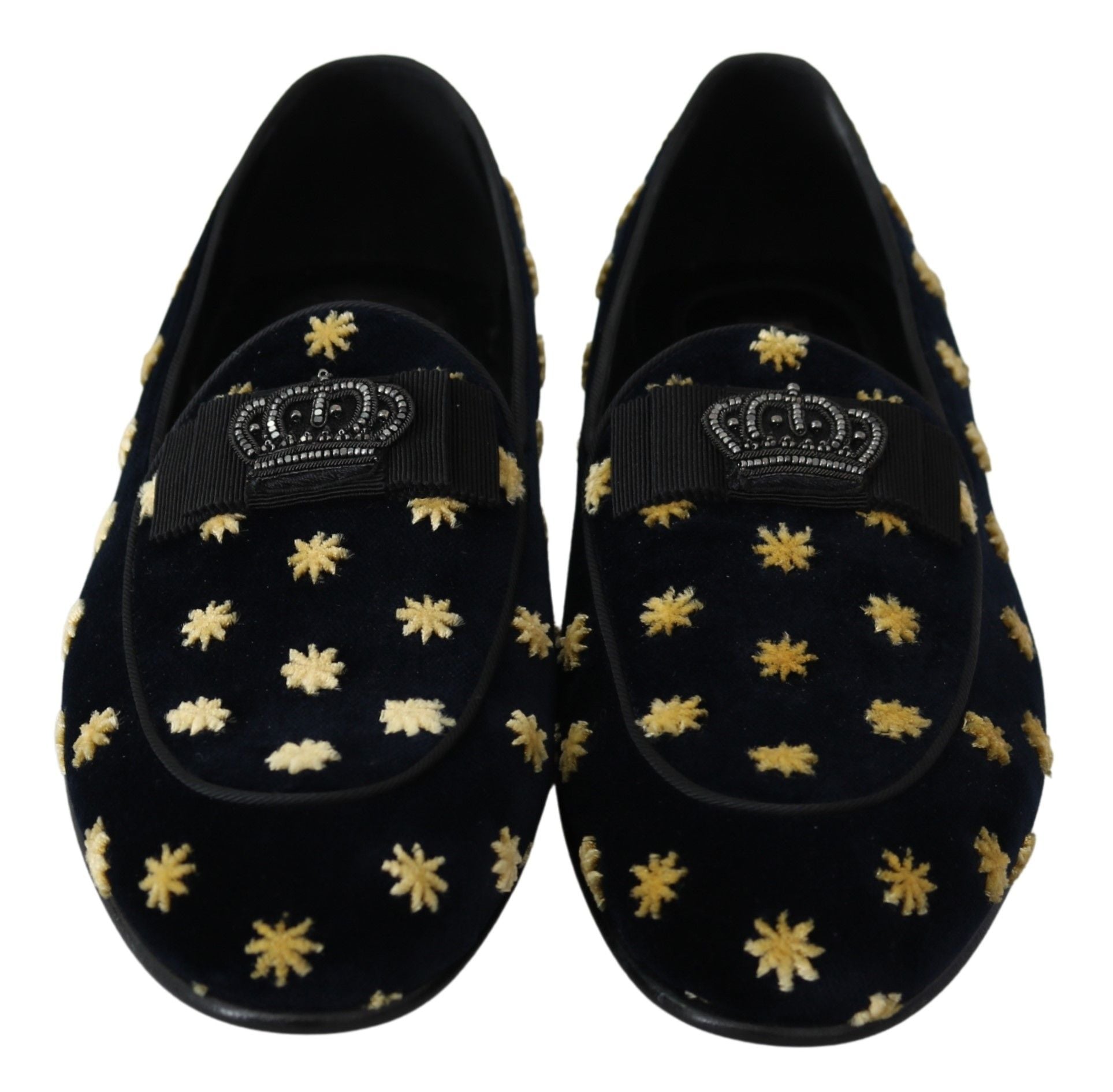 Dolce & Gabbana Blå Sammetskrona Tofflor Loafers Skor