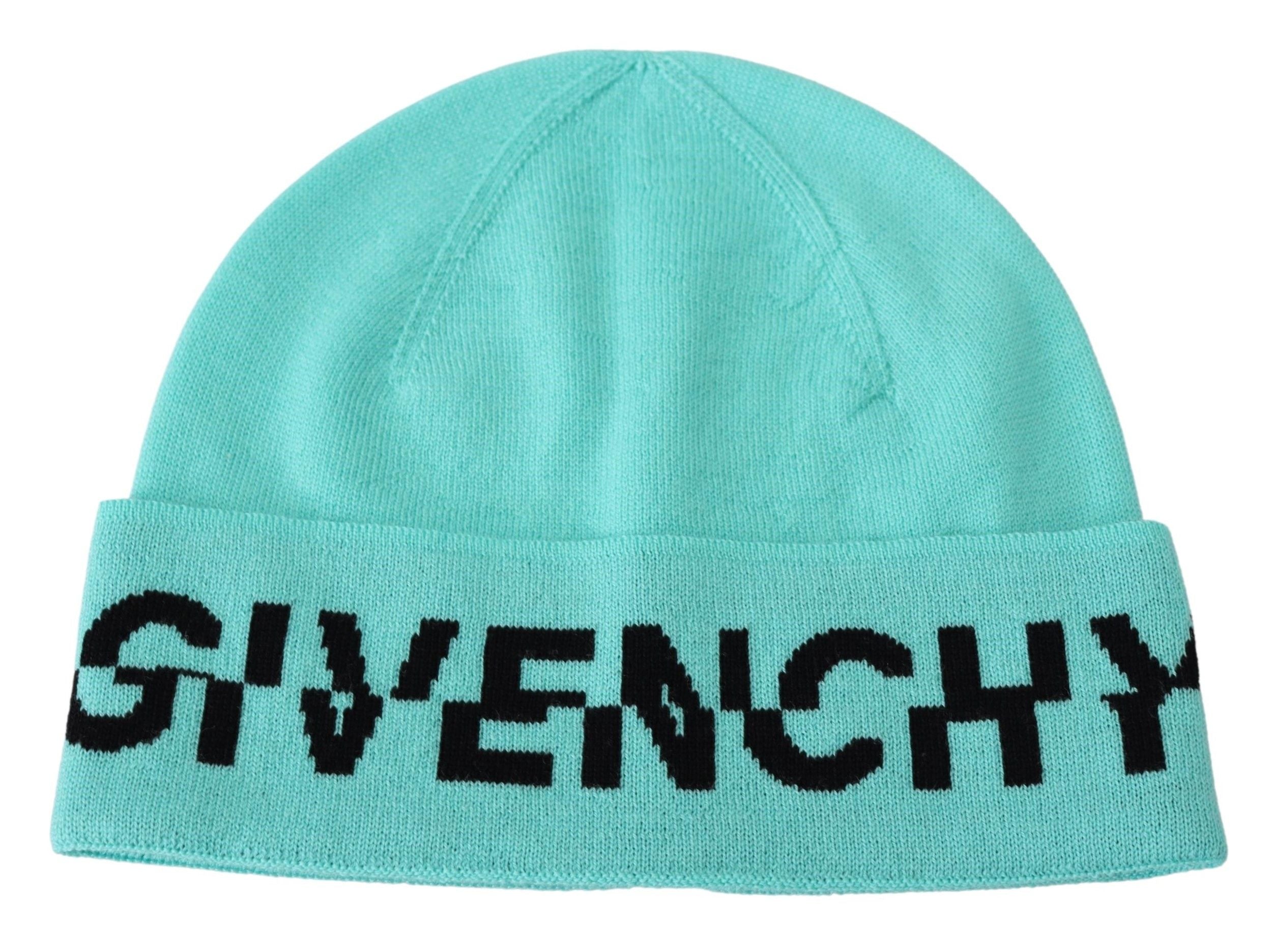 Givenchy Grön Ullmössa Unisex Logo Hatt