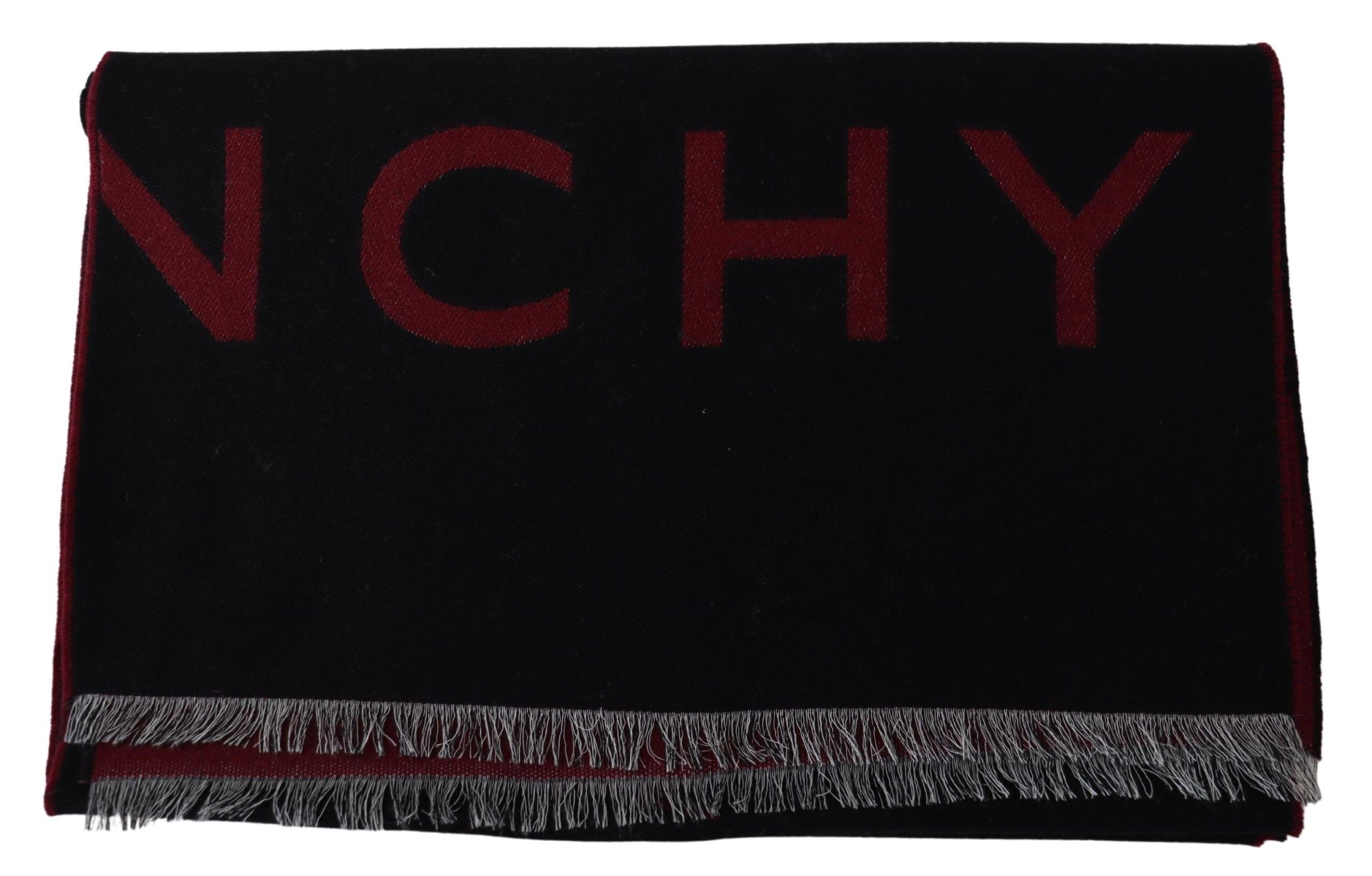Givenchy Svart Röd Ull Unisex Vinter Varm Omlottsjal