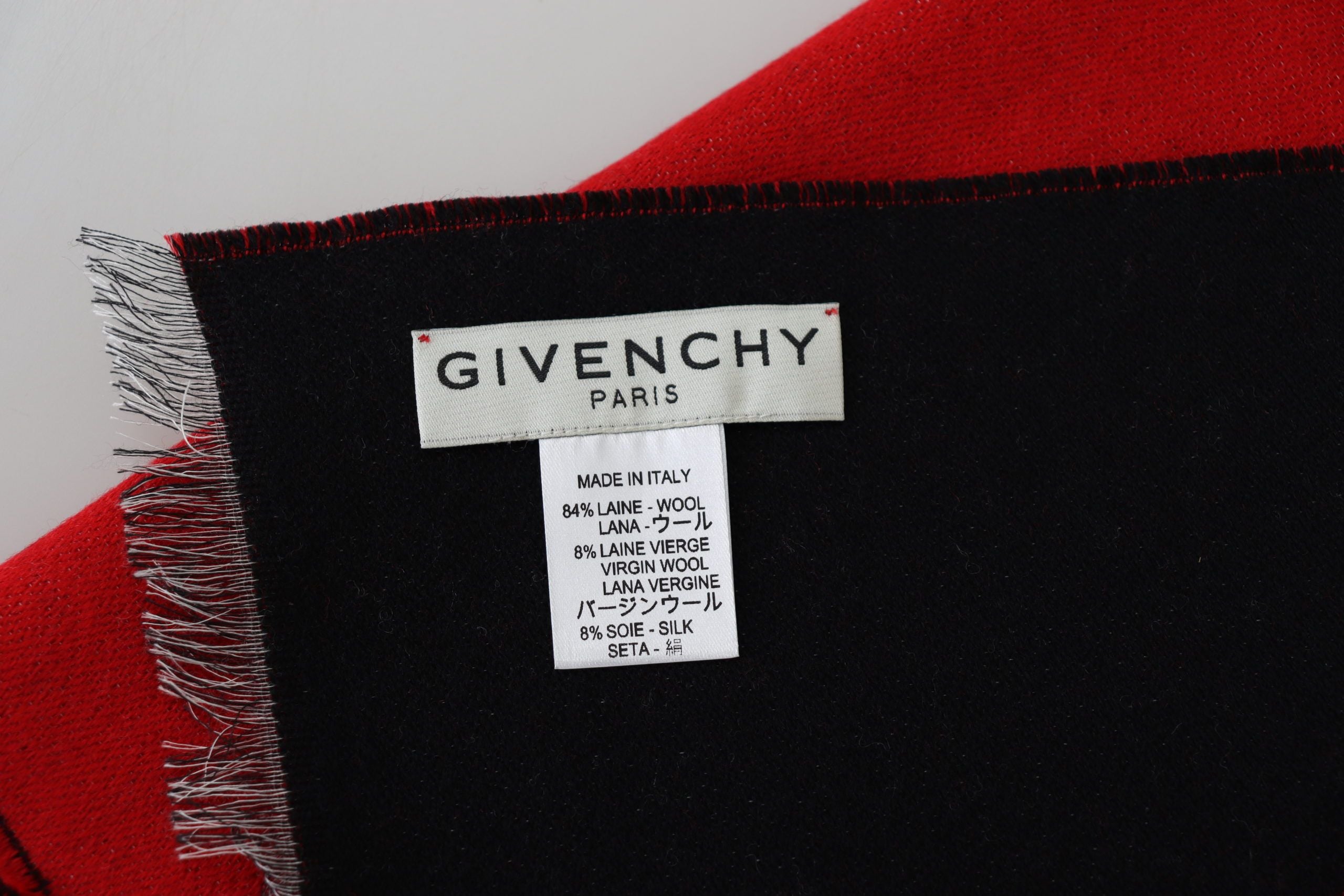 Givenchy Röd Svart Ull Unisex Vinter Varm Halsduk Omlottsjal