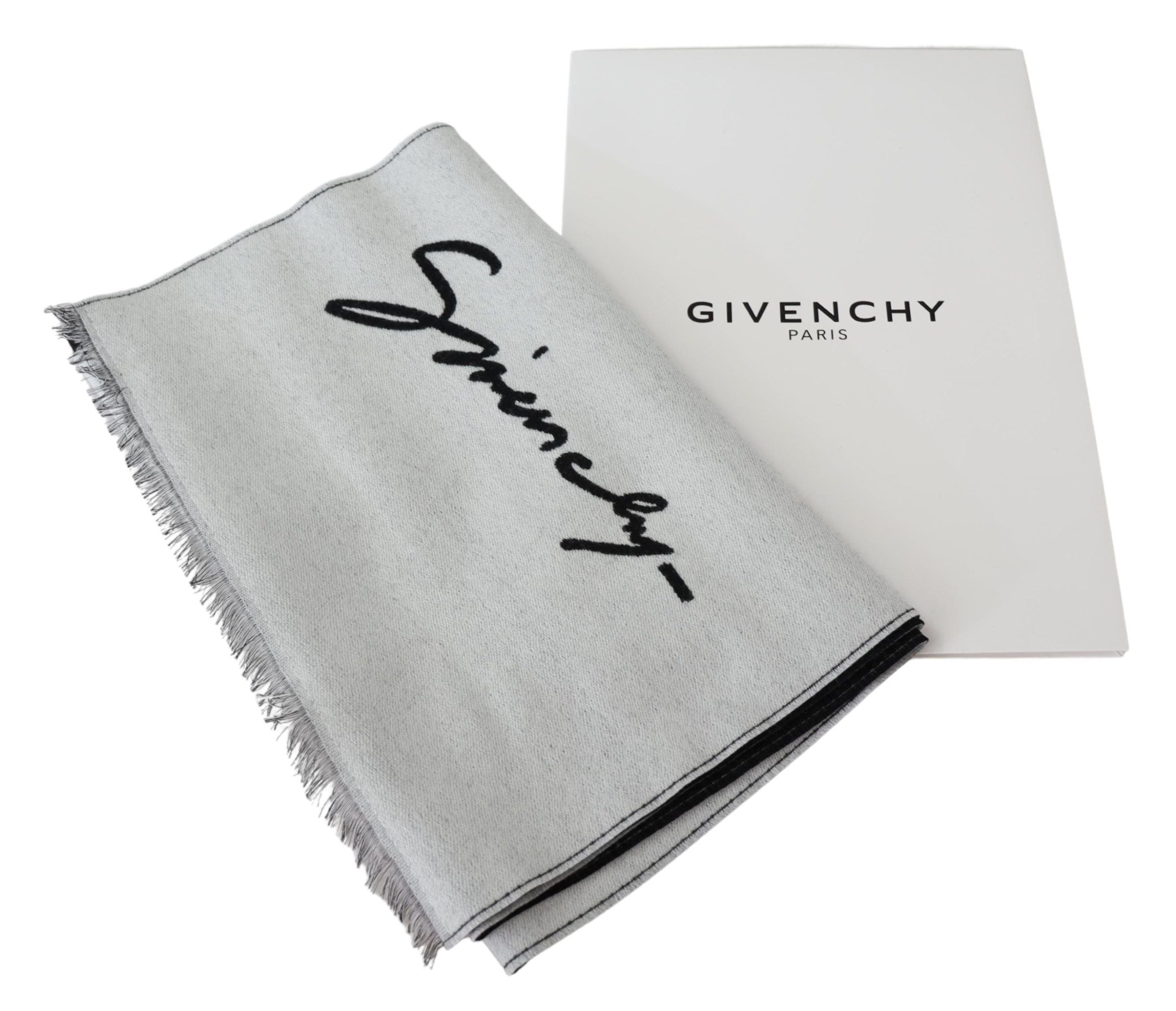Givenchy Svart Vit Ull Unisex Vinter Varm Halsduk Omlottsjal