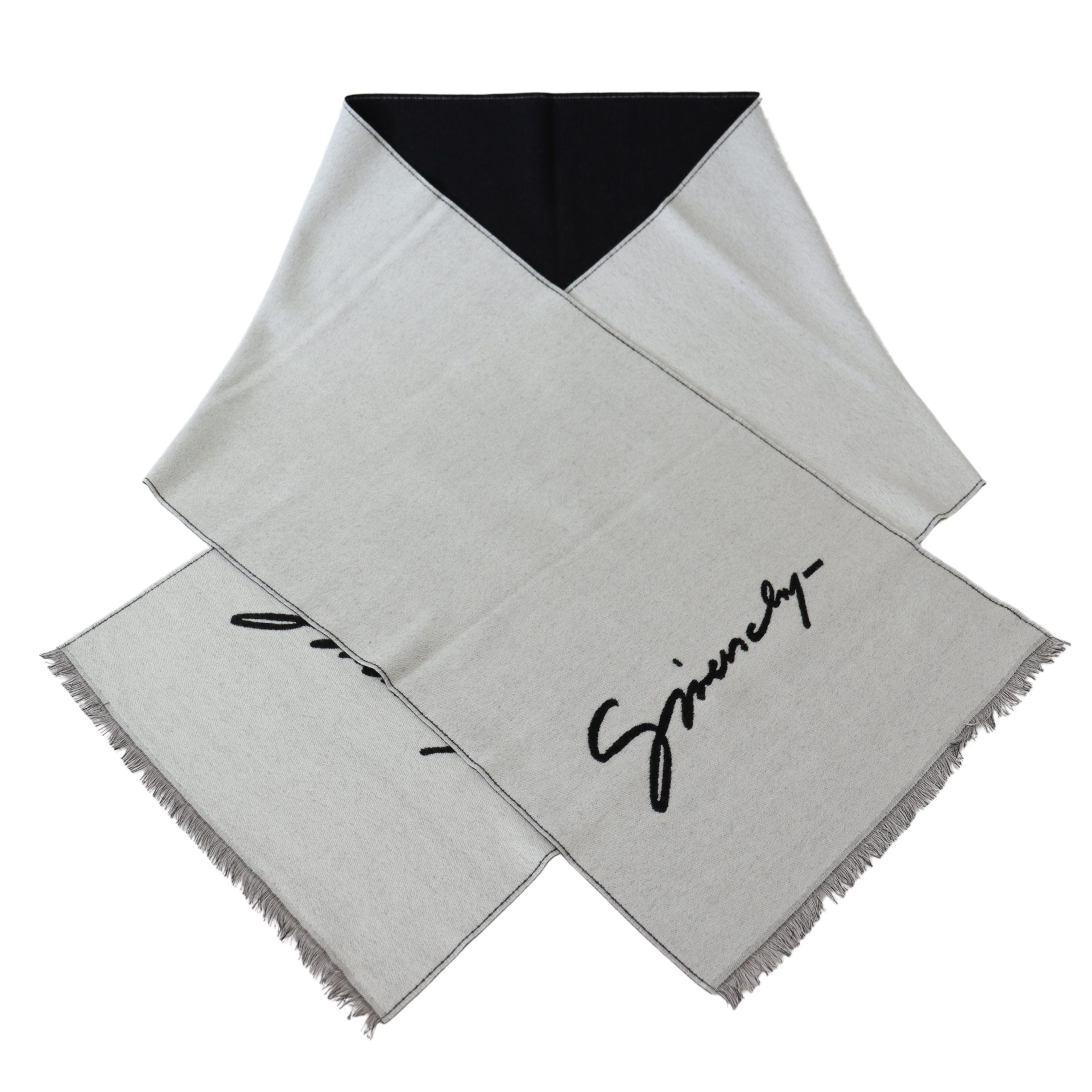 Givenchy Svart Vit Ull Unisex Vinter Varm Halsduk Omlottsjal
