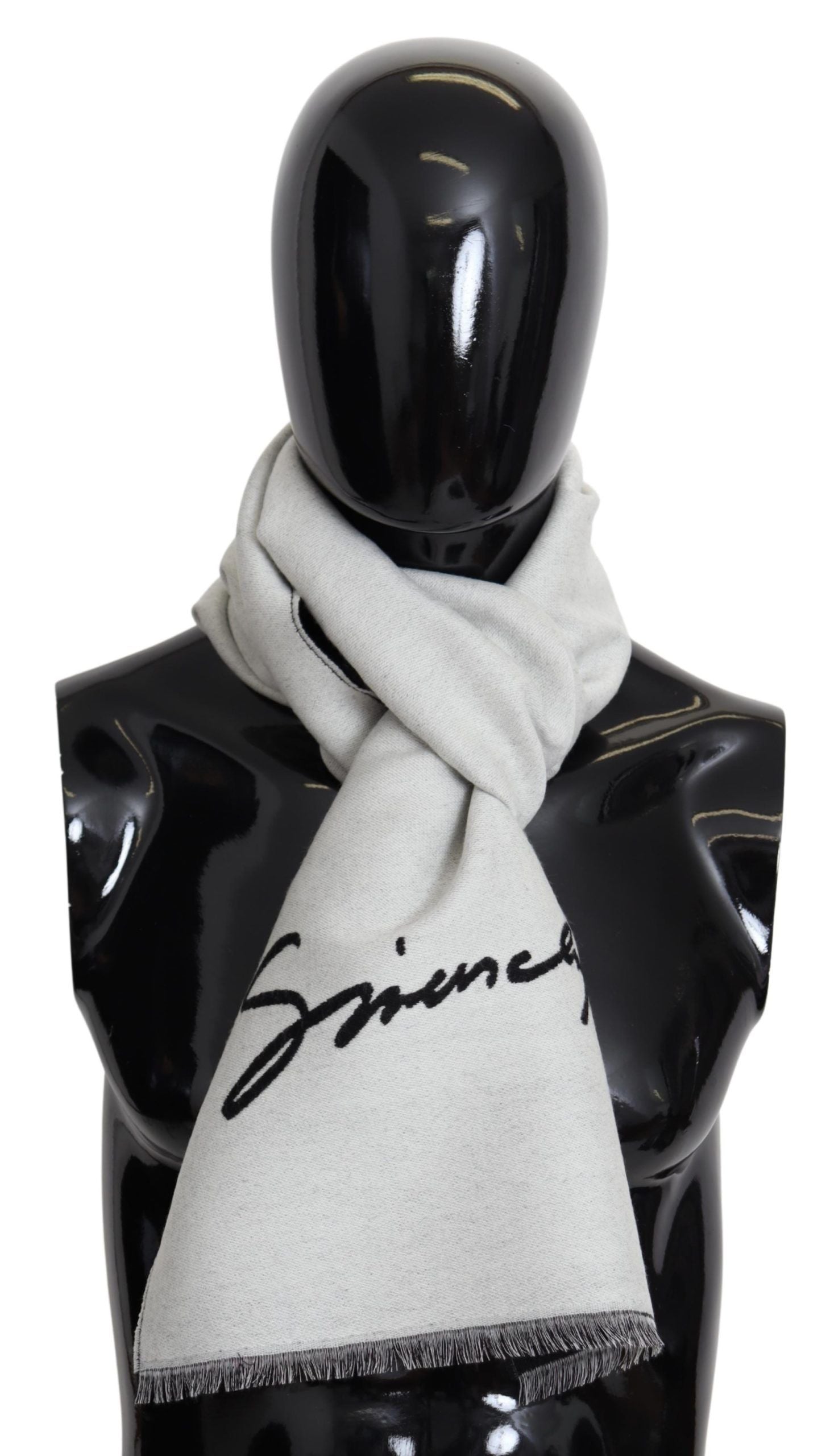 Givenchy Svart Vit Ull Unisex Vinter Varm Halsduk Omlottsjal