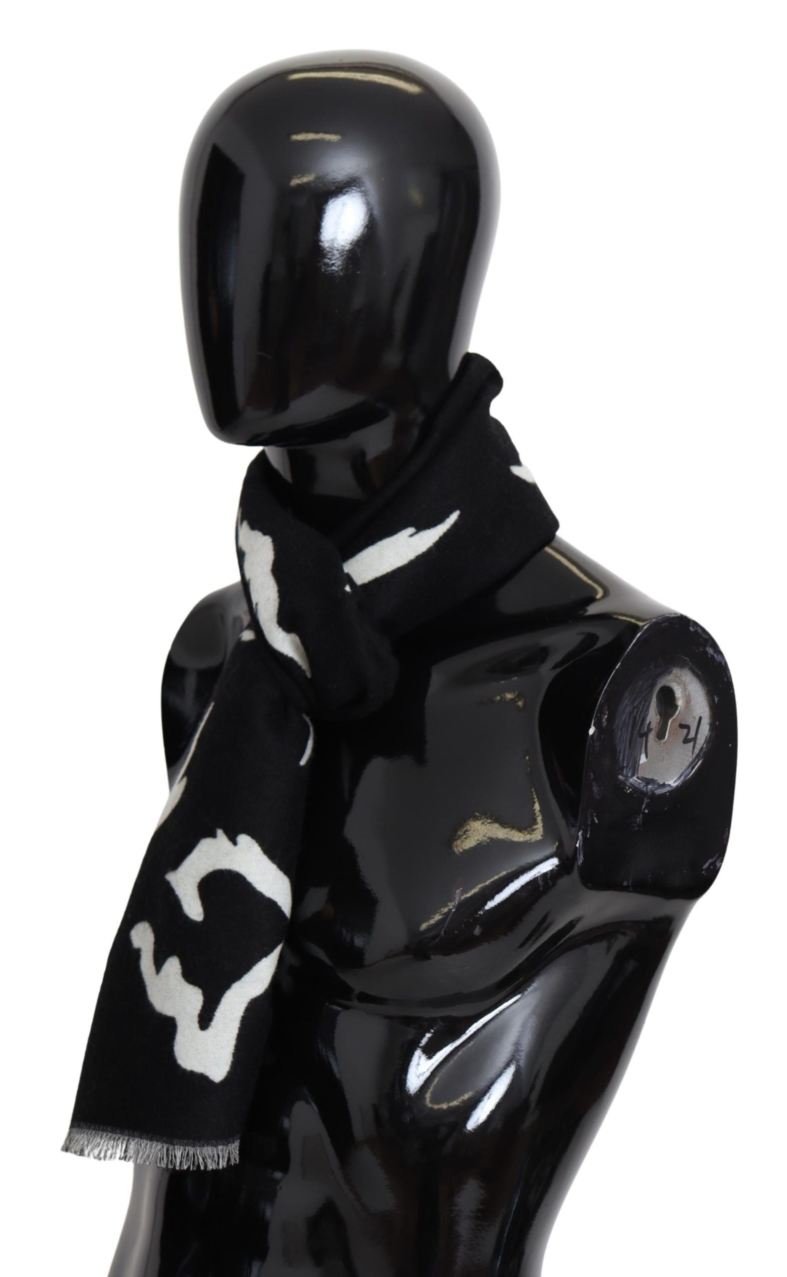 Givenchy Svart Vit Ull Unisex Vinter Varm Halsduk Omlottsjal