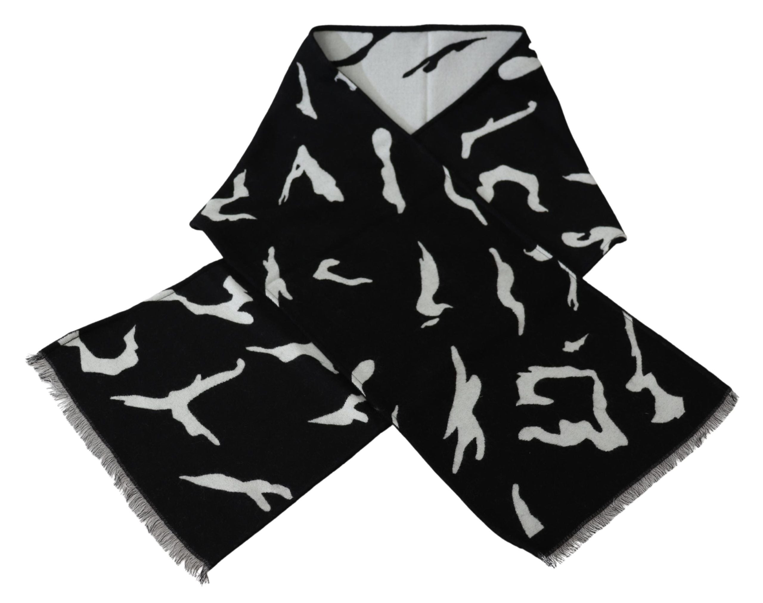 Givenchy Svart Vit Ull Unisex Vinter Varm Halsduk Omlottsjal