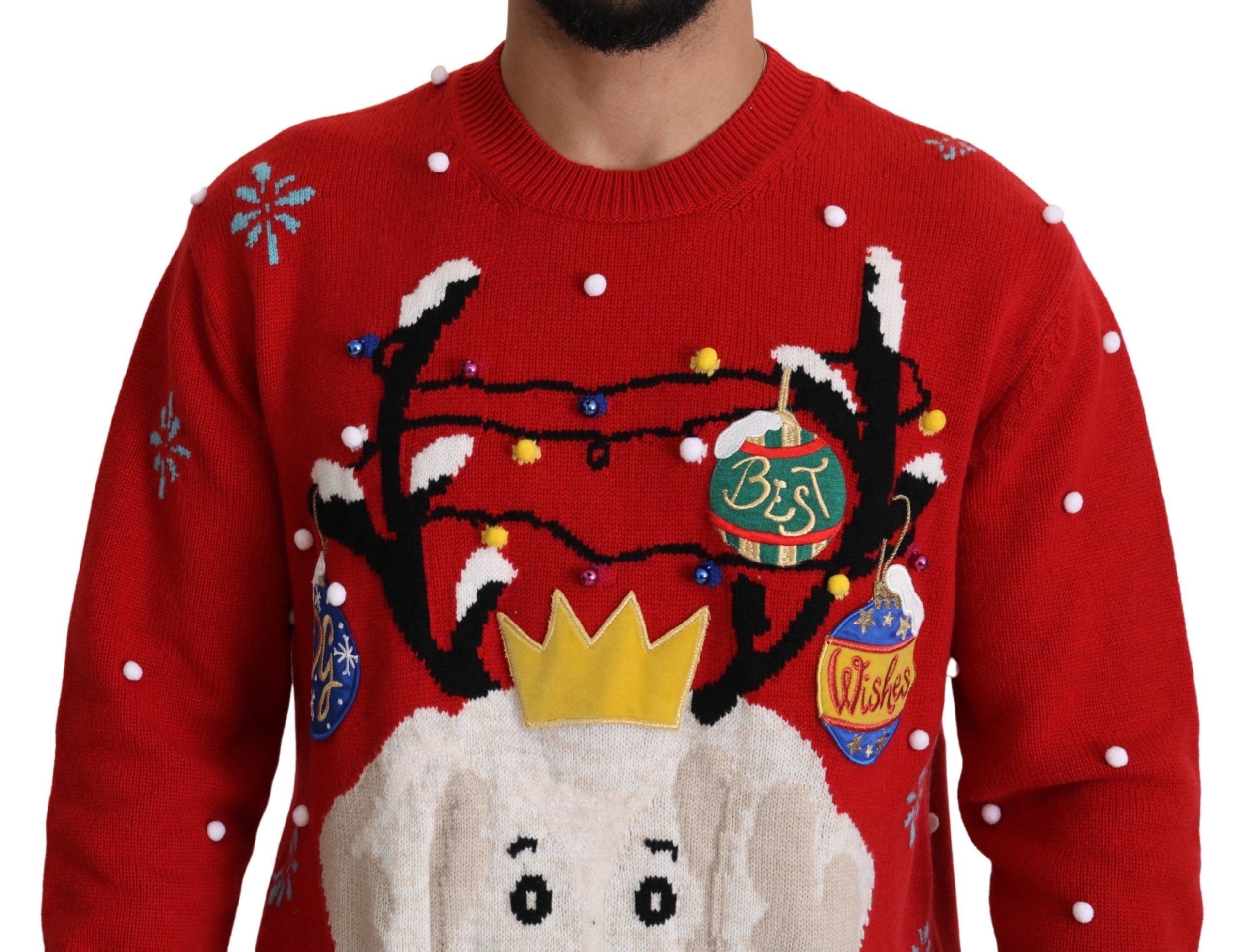 Dolce & Gabbana Röd Julhundtröja Kashmirtröja