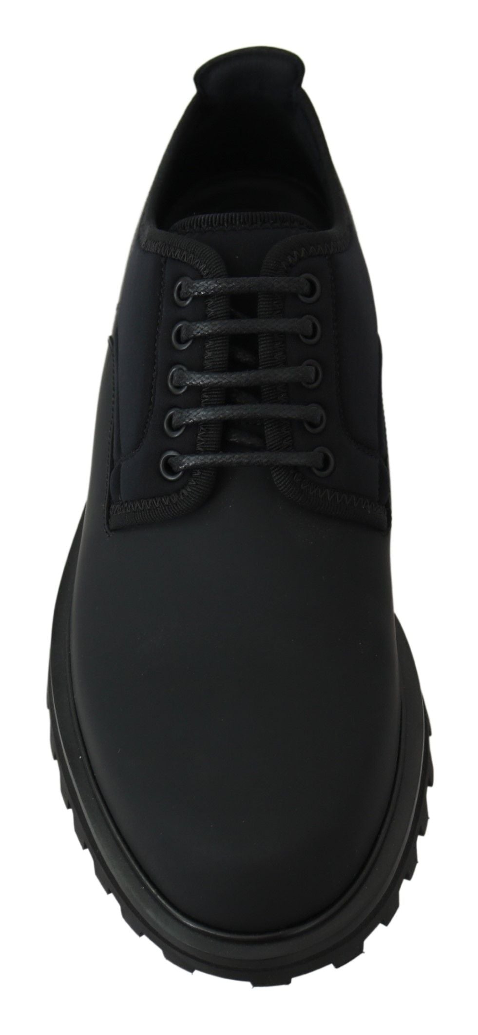 Dolce & Gabbana Svarta Gummiböjda Kalvskinns-Derby Vulcano-skor