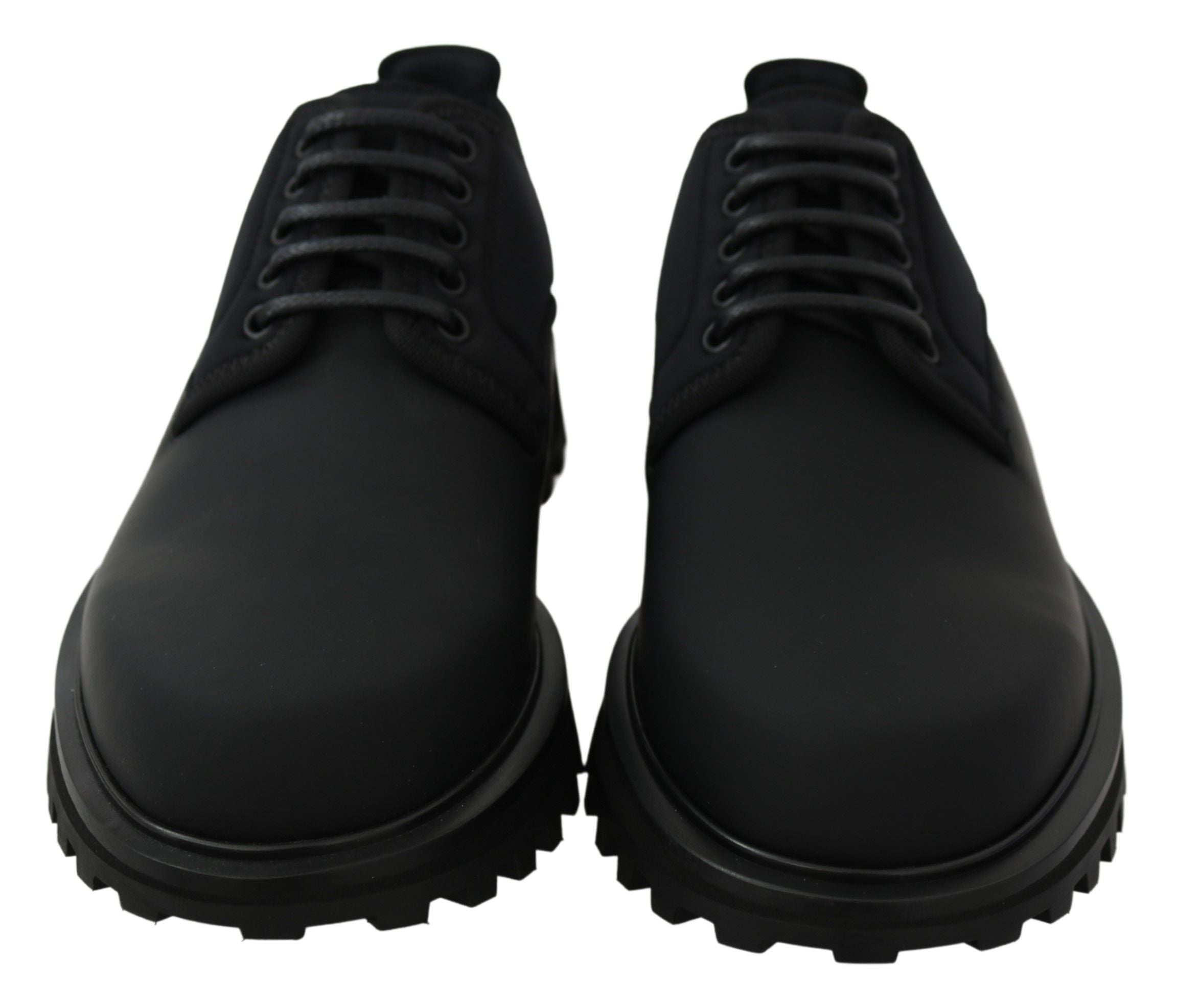 Dolce & Gabbana Svarta Gummiböjda Kalvskinns-Derby Vulcano-skor