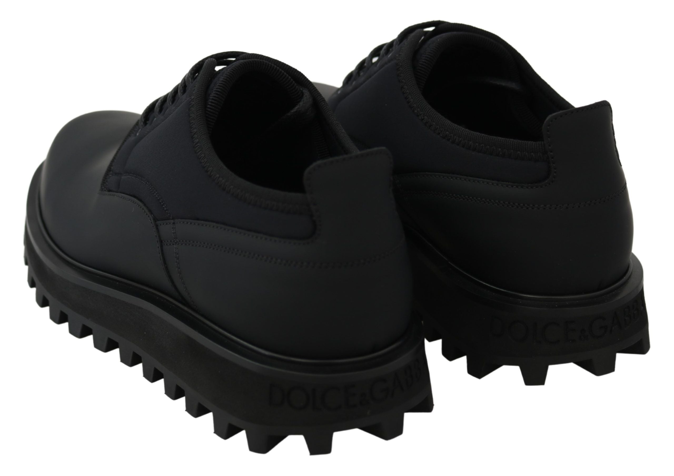 Dolce & Gabbana Svarta Gummiböjda Kalvskinns-Derby Vulcano-skor