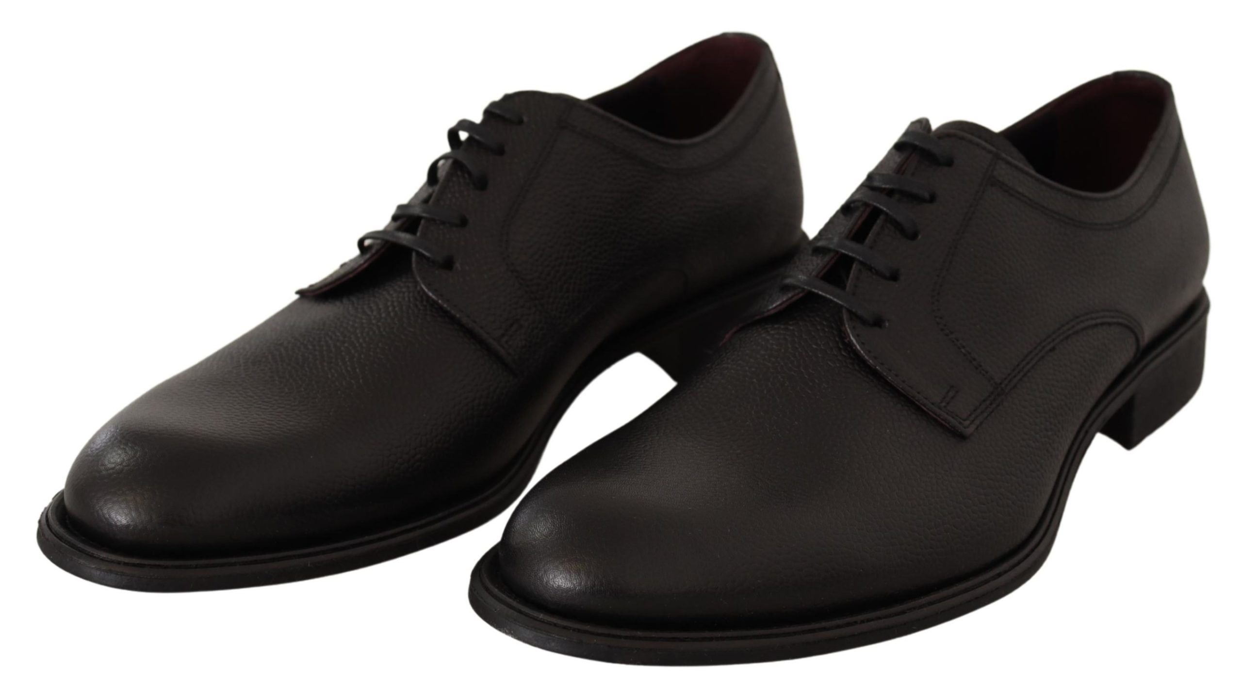 Dolce & Gabbana Svarta Läderskor Med Snörning Herr Formella Derbyskor