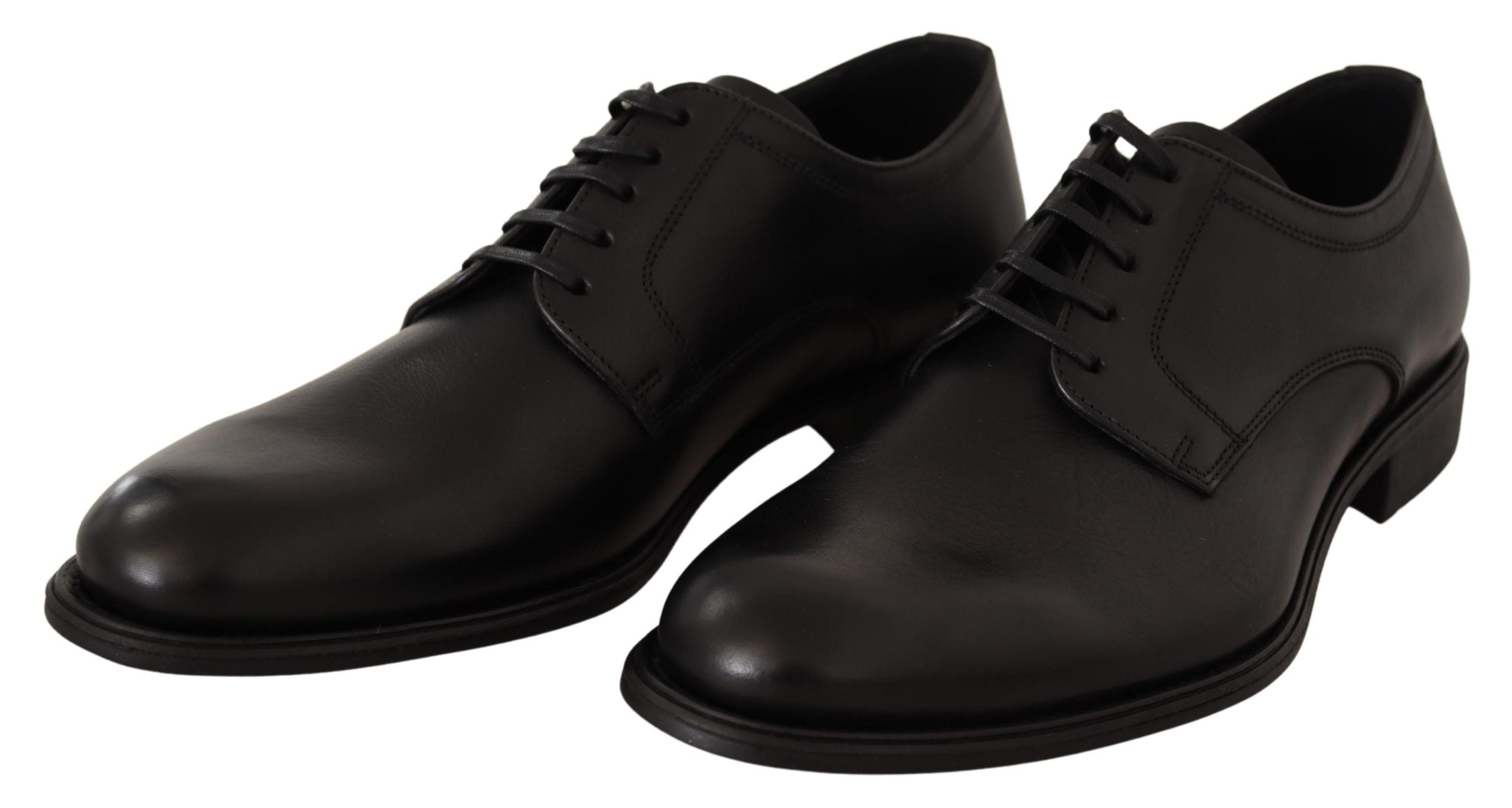 Dolce & Gabbana Svarta Läderskor Med Snörning Herr Formella Derbyskor