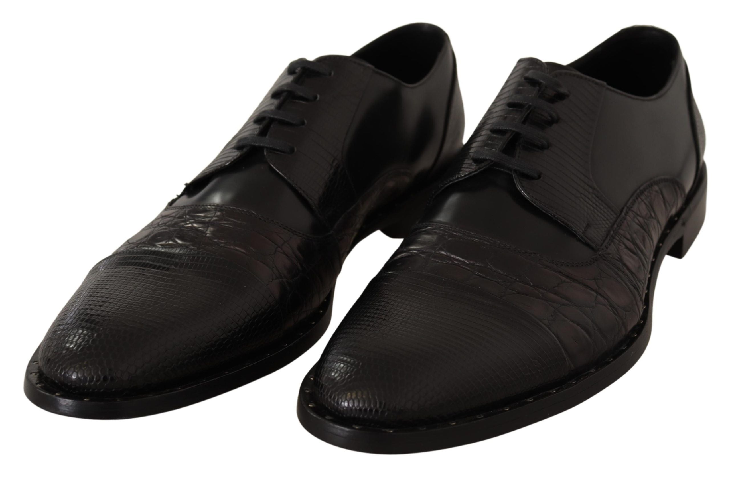 Dolce & Gabbana Svarta Läderskor med Exotiska Skinn