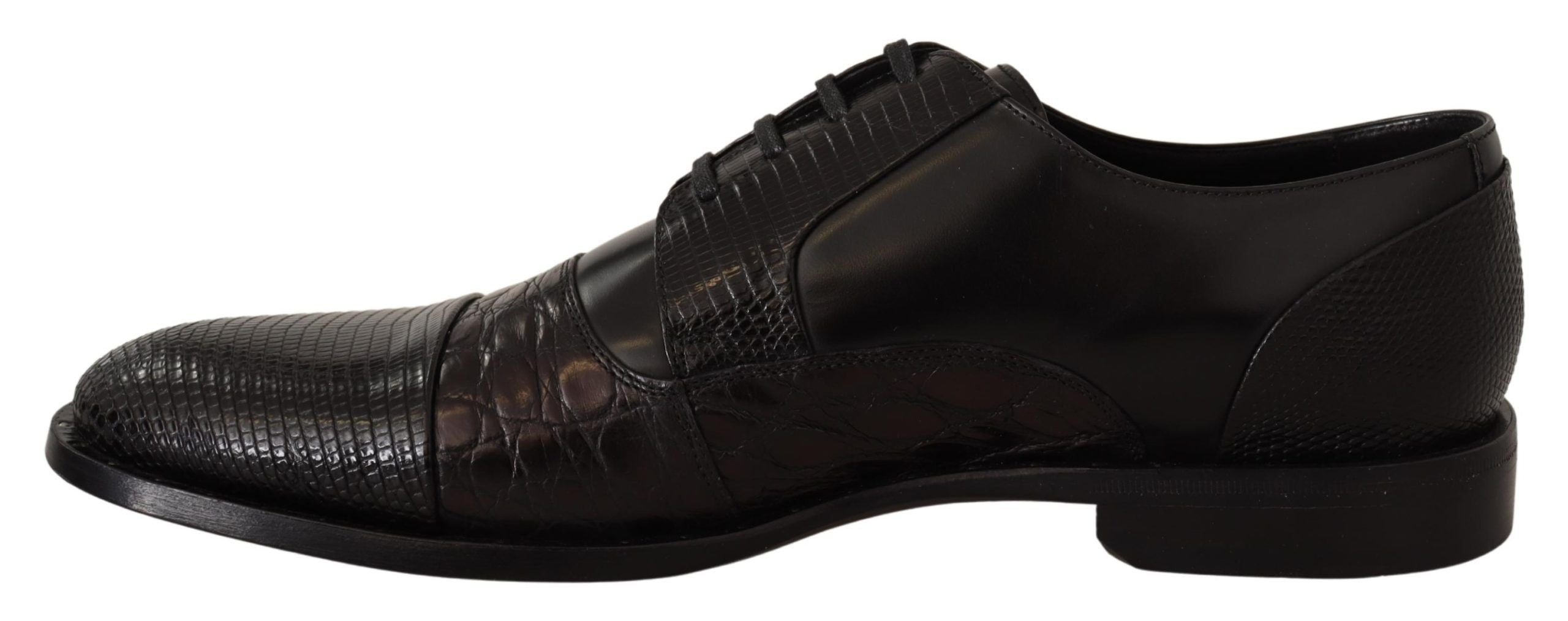 Dolce & Gabbana Svarta Läderskor med Exotiska Skinn