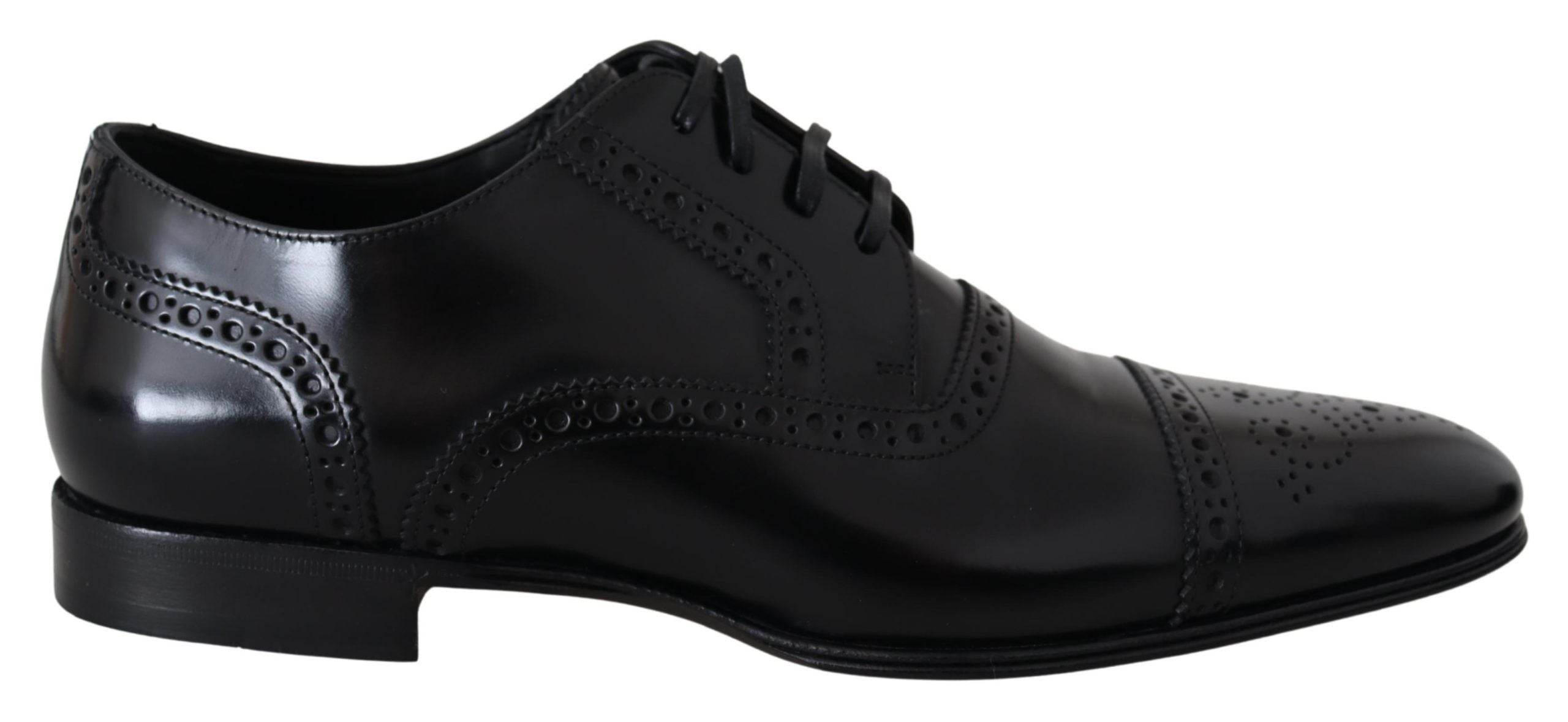 Dolce & Gabbana Svarta Läder Herr Derby Formella Loafers Skor