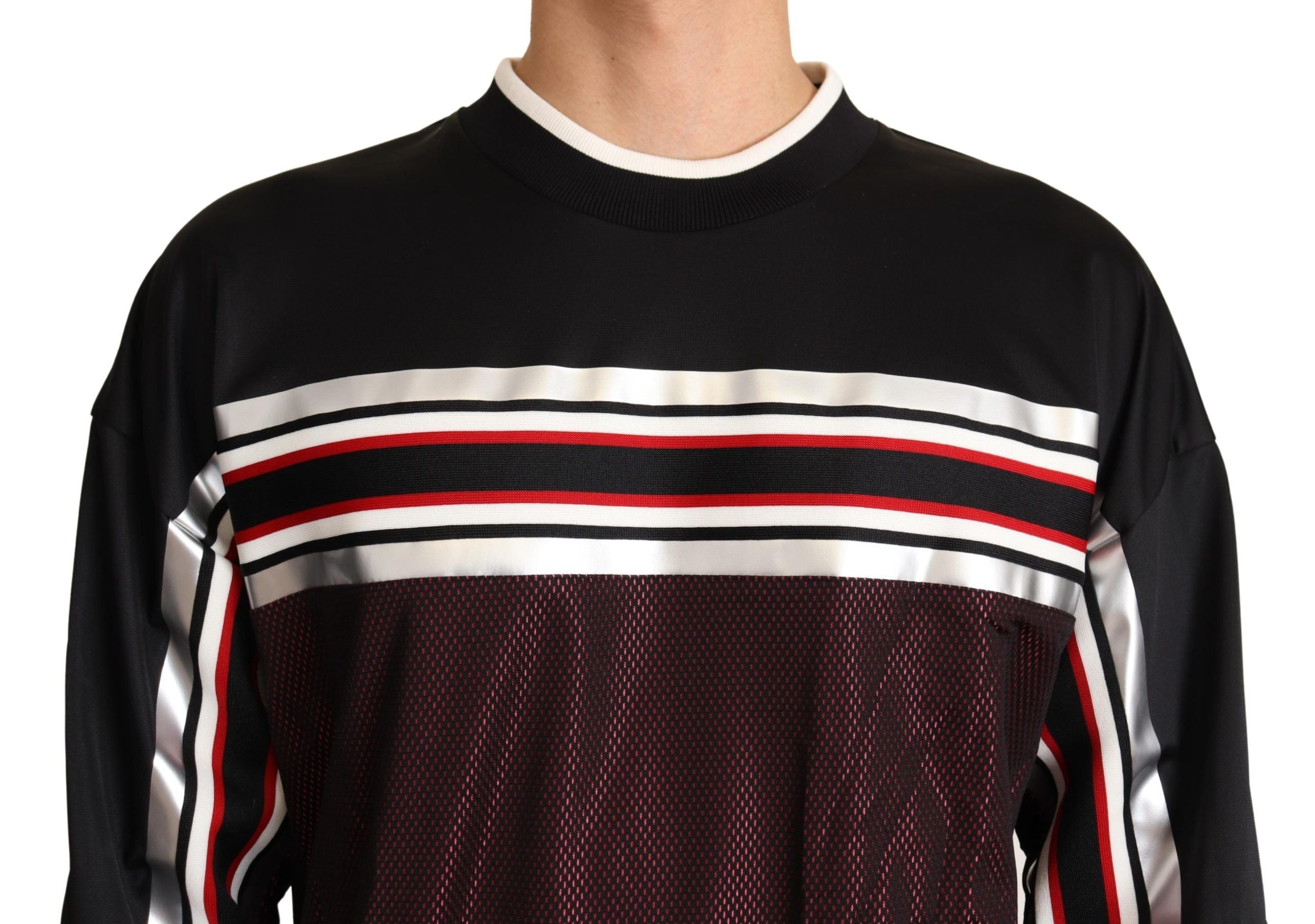 Dolce & Gabbana Svart Röd Mesh Sporttröja Rundringad Tröja
