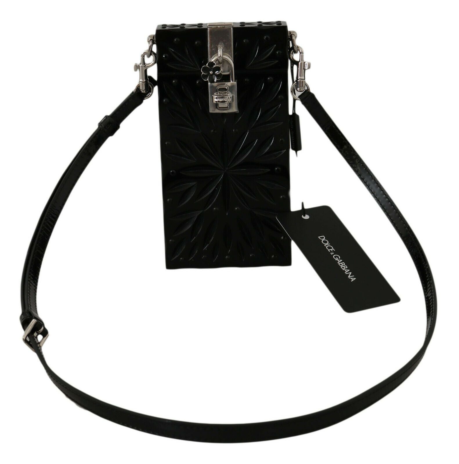 Dolce & Gabbana Svart Kristall Plexiglas Kors Cigarettfodral Hållare