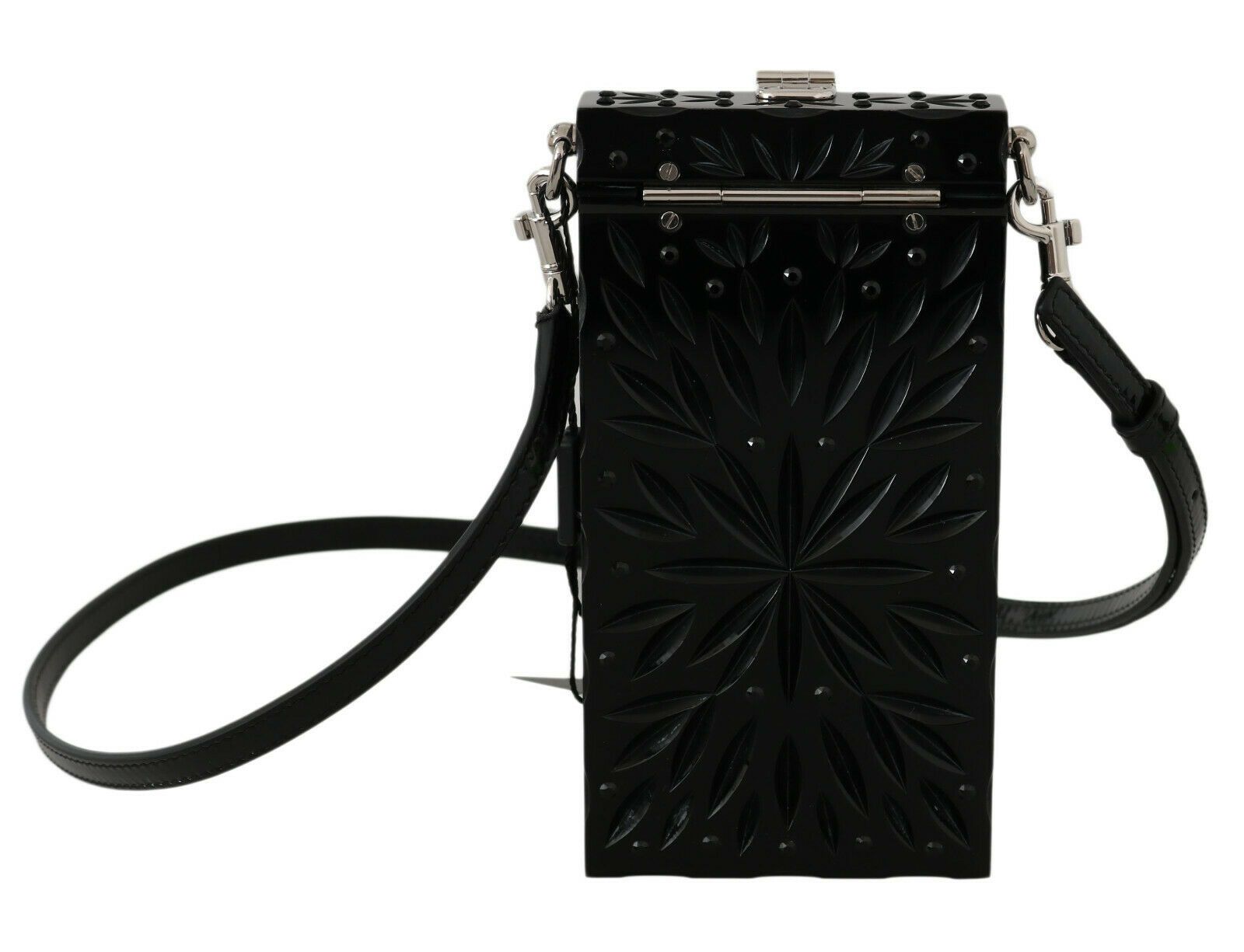 Dolce & Gabbana Svart Kristall Plexiglas Kors Cigarettfodral Hållare
