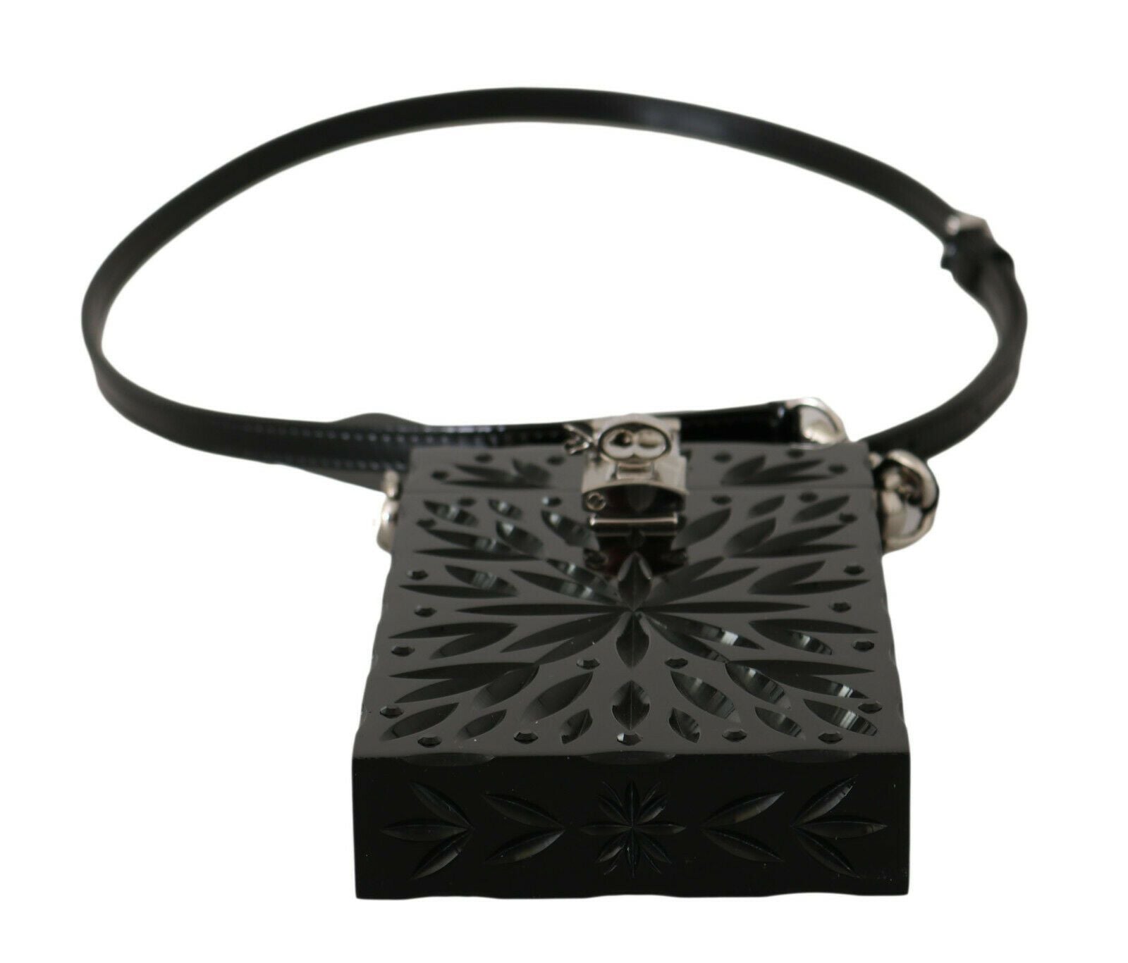 Dolce & Gabbana Svart Kristall Plexiglas Kors Cigarettfodral Hållare