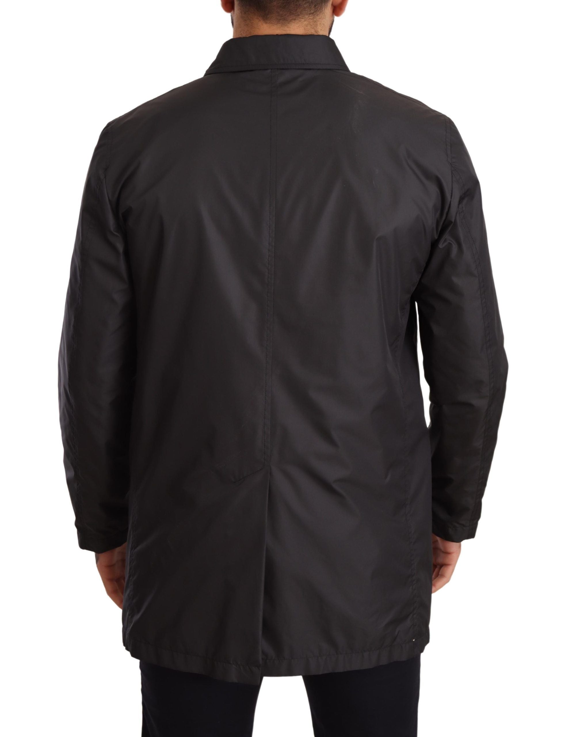 Dolce & Gabbana Svart Polyester Herr Trenchcoatjacka