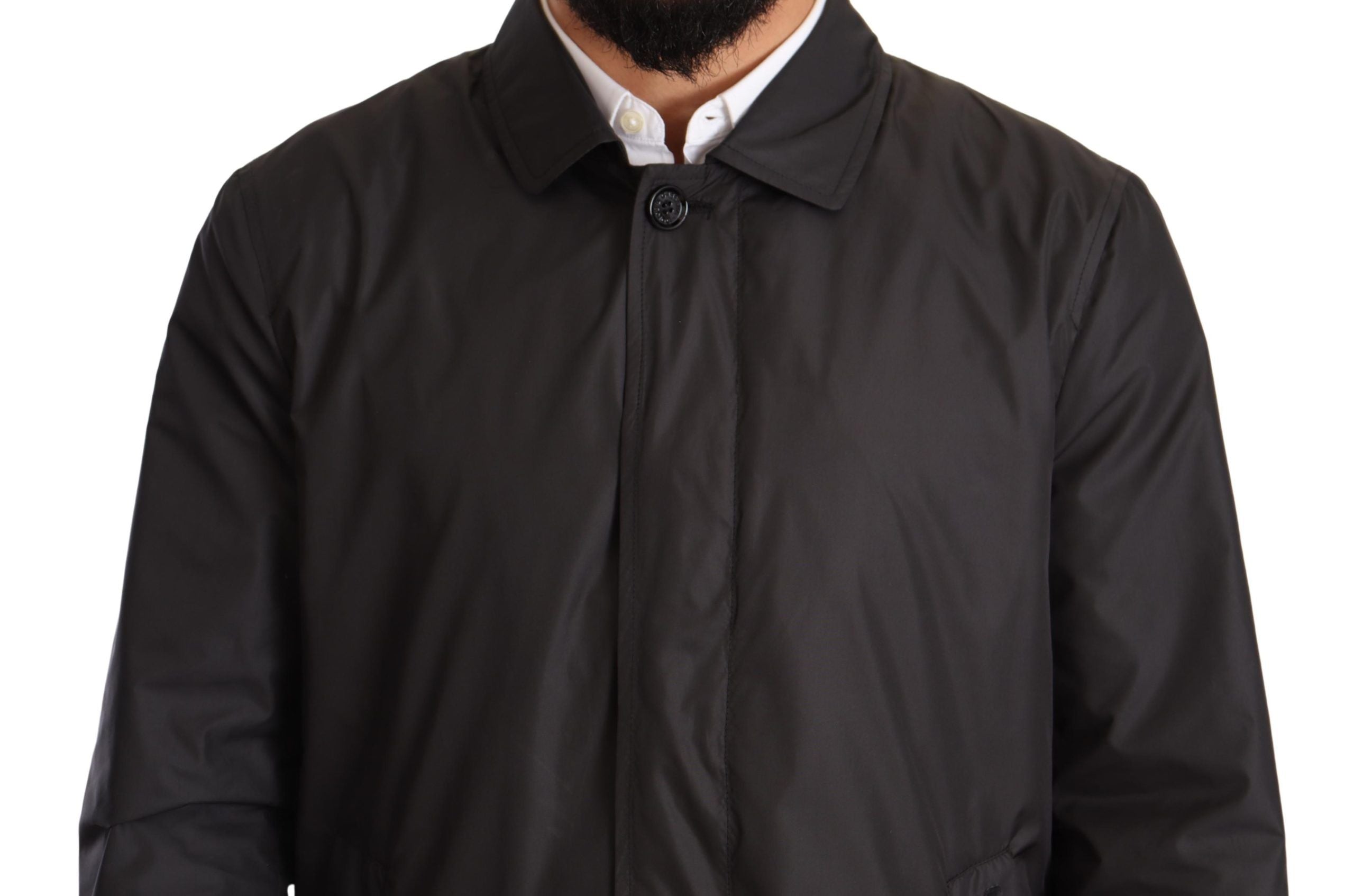 Dolce & Gabbana Svart Polyester Herr Trenchcoatjacka