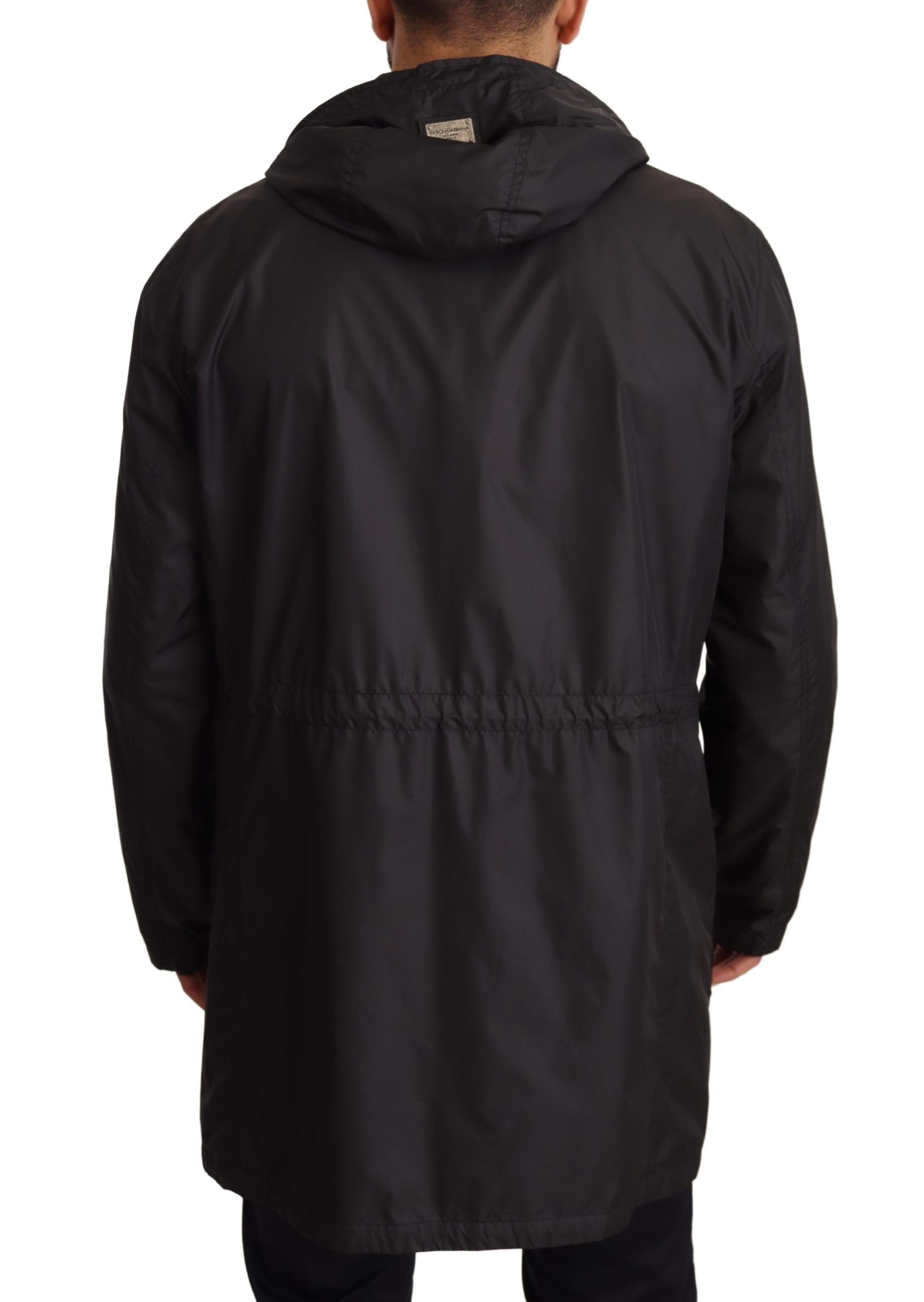 Dolce & Gabbana Svart Trenchcoat Med Huva Herrjacka