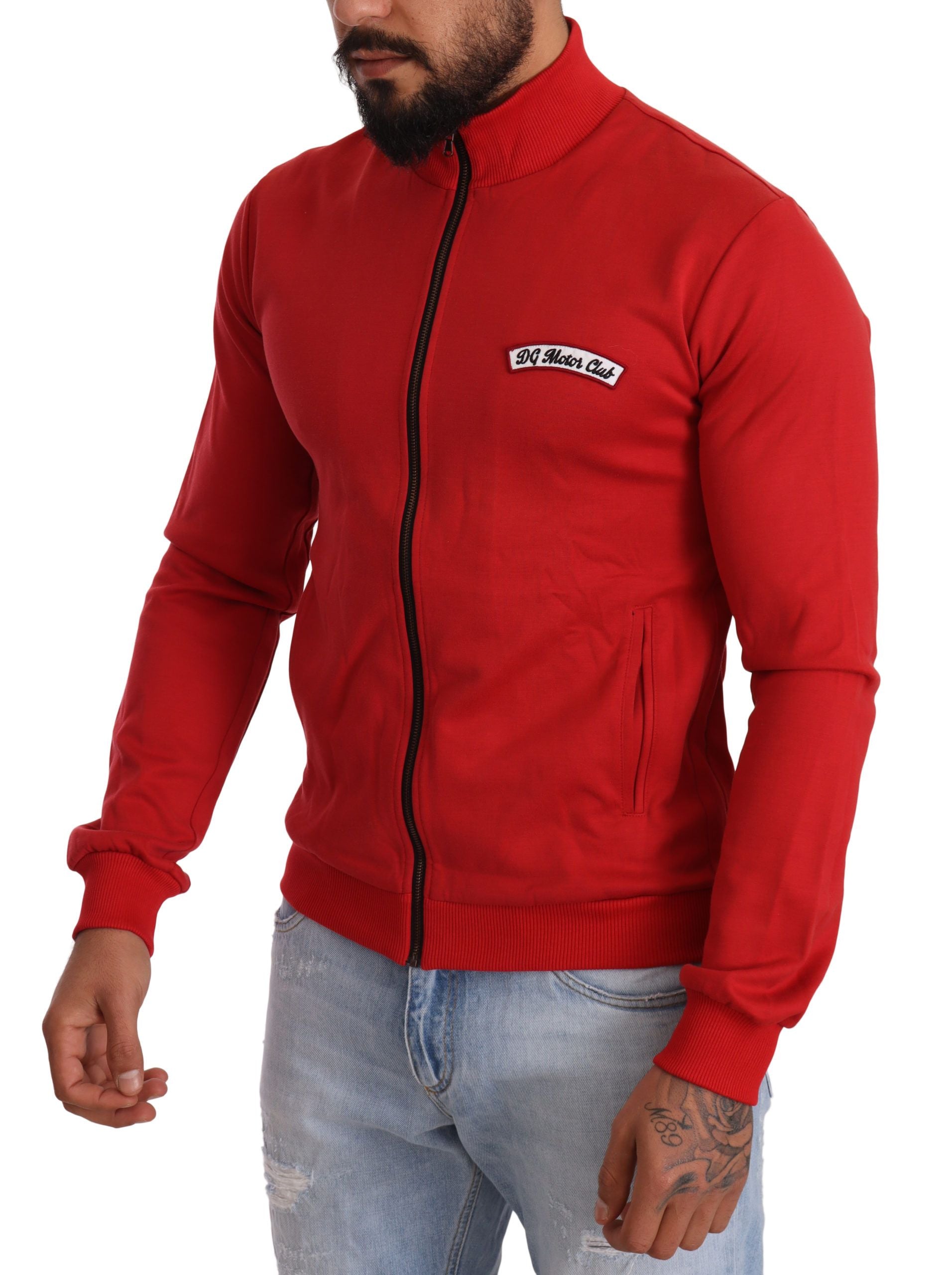 Dolce & Gabbana Röd DG Motor Club Stretchtröja med Dragkedja