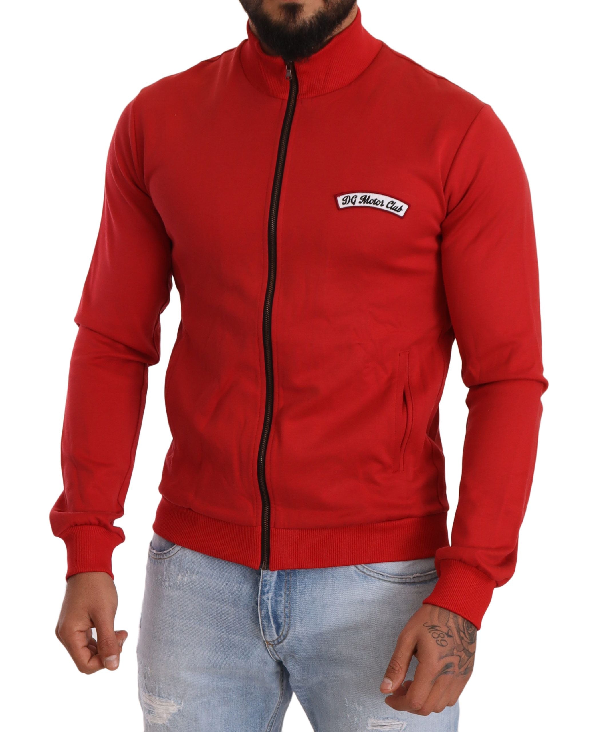 Dolce & Gabbana Röd DG Motor Club Stretchtröja med Dragkedja
