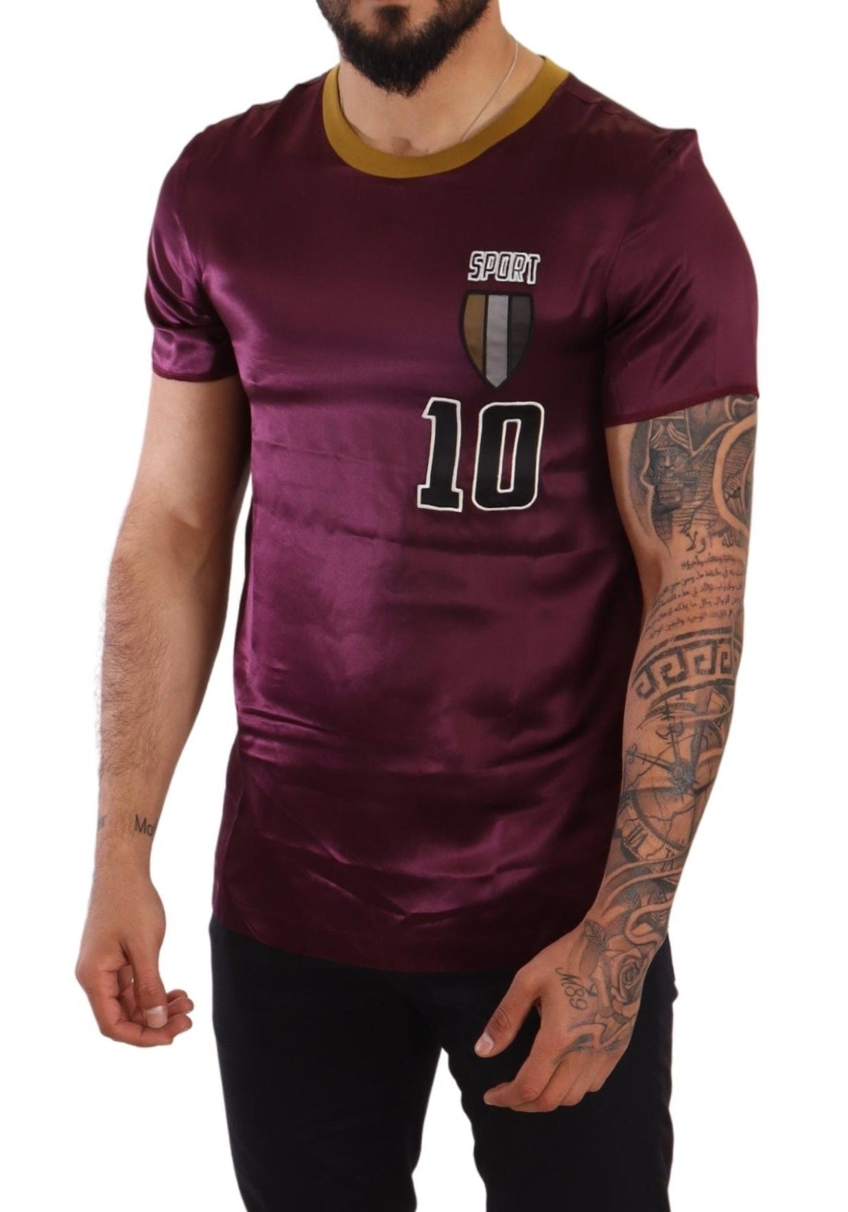 Dolce & Gabbana Lila Sport 10 Broderad Rundringad T-shirt