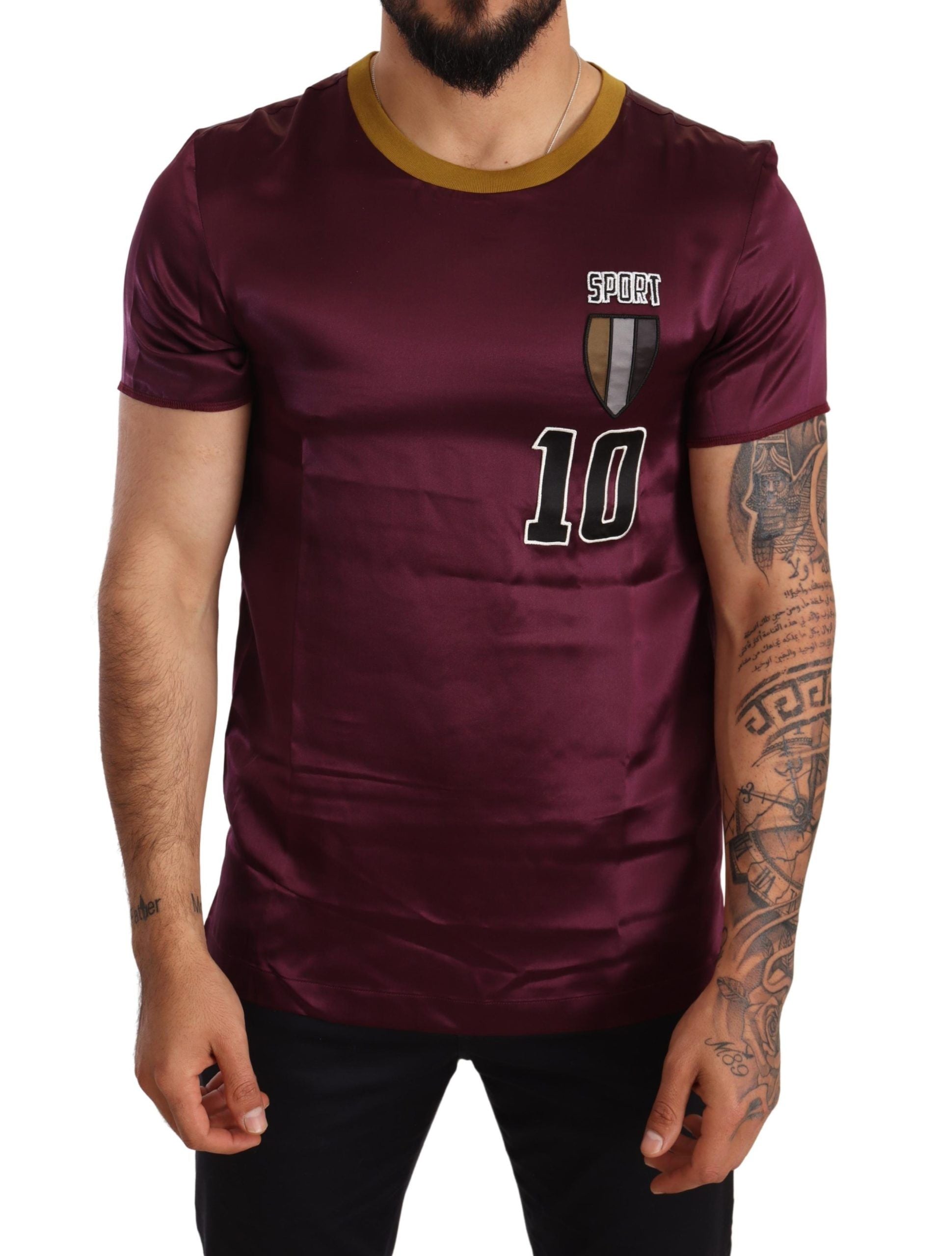 Dolce & Gabbana Lila Sport 10 Broderad Rundringad T-shirt