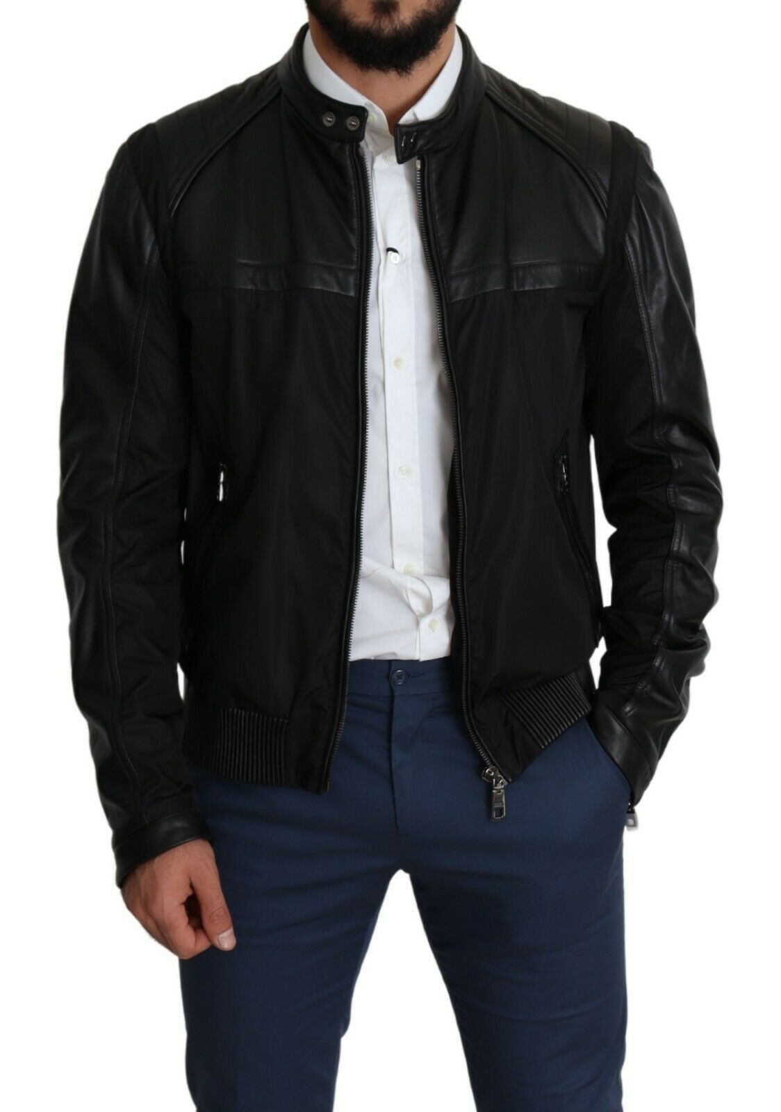 Dolce & Gabbana Svart Nylon Full Zip Herr Bomberjacka
