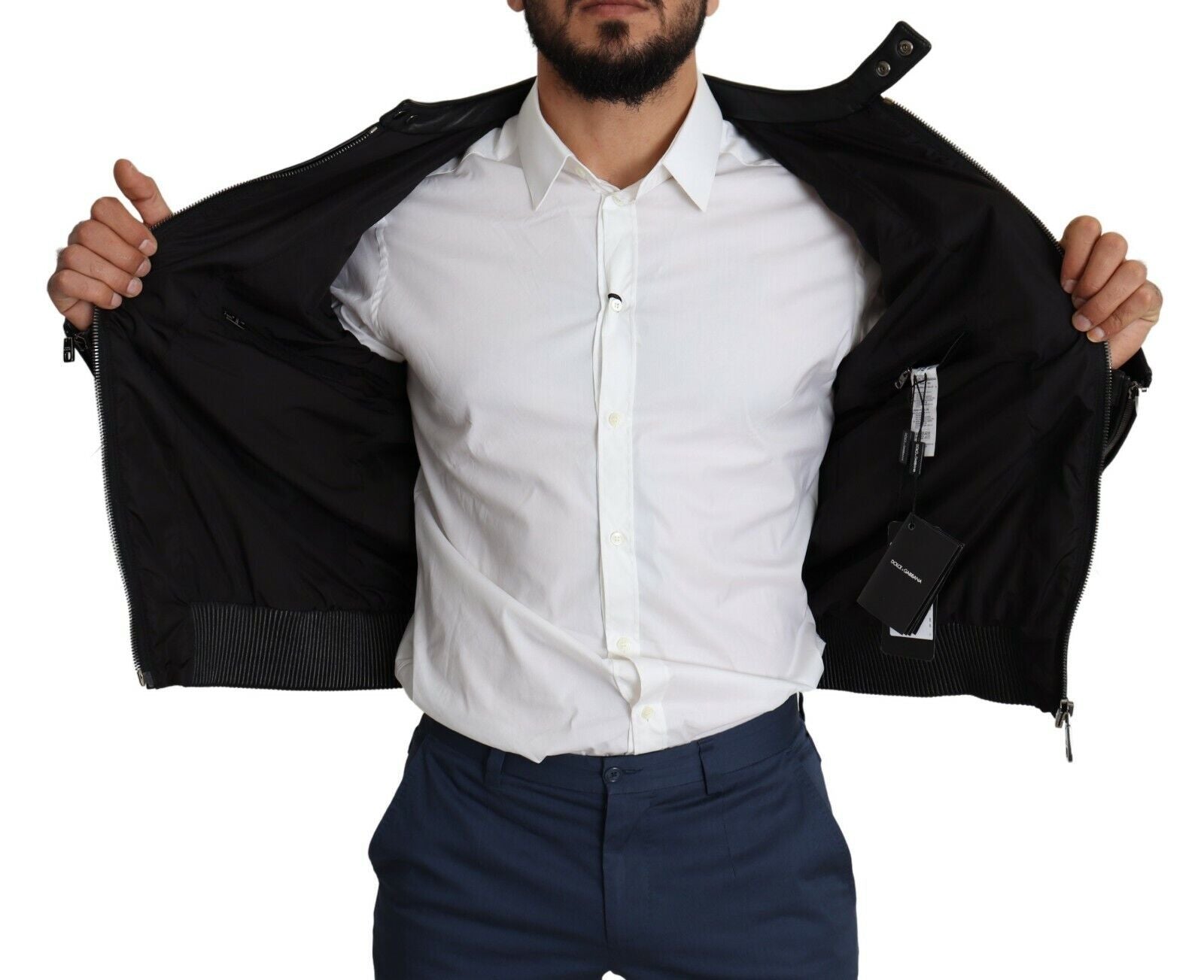 Dolce & Gabbana Svart Nylon Full Zip Herr Bomberjacka
