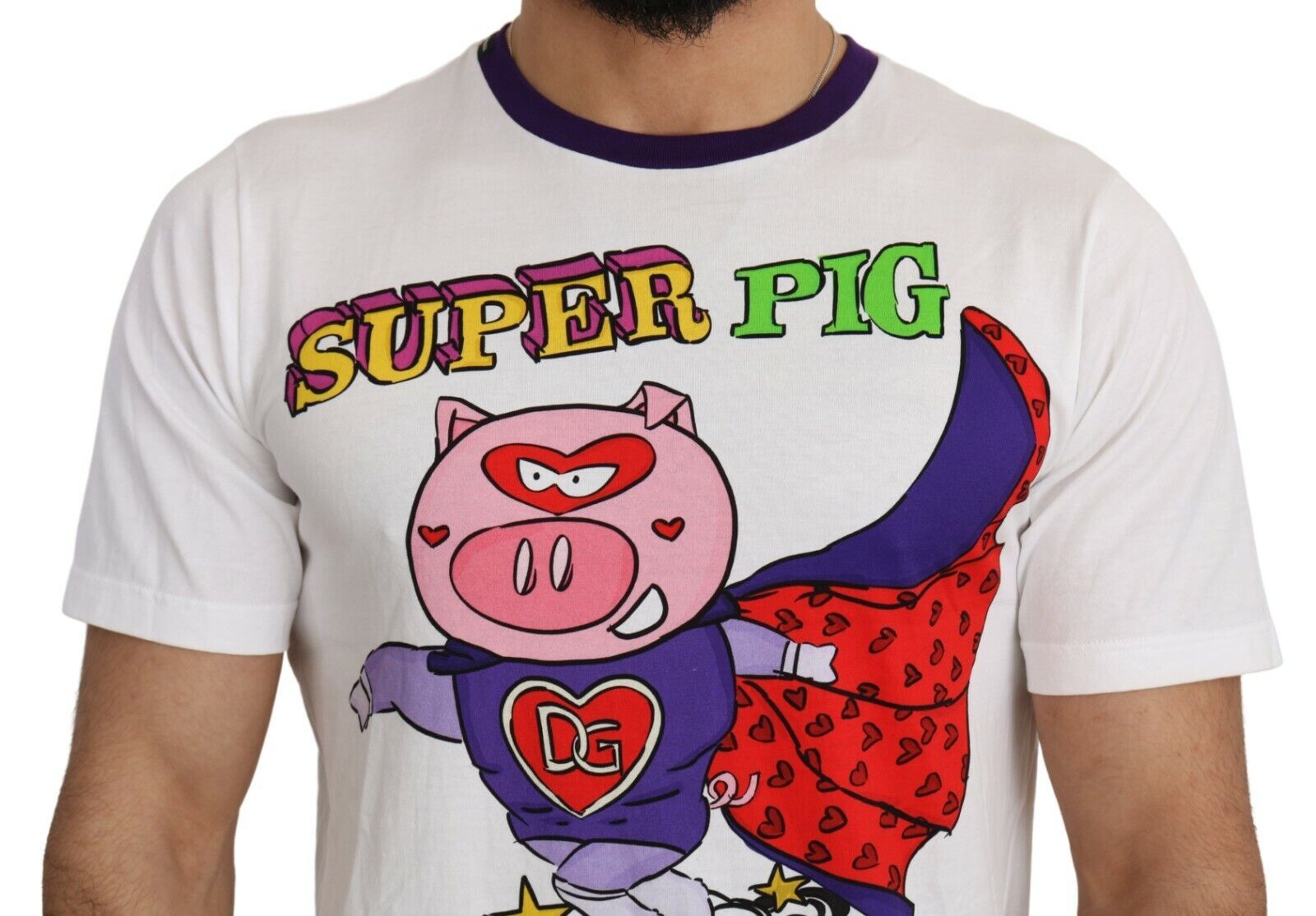 Dolce & Gabbana Vit bomullstopp Super Power Pig T-shirt