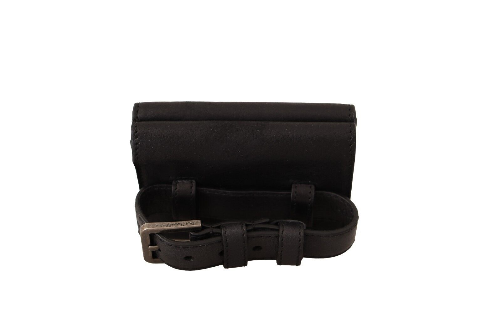 Dolce & Gabbana Svart Läder Trifold Plånbok med Bältesrem Multi Kit Plånbok