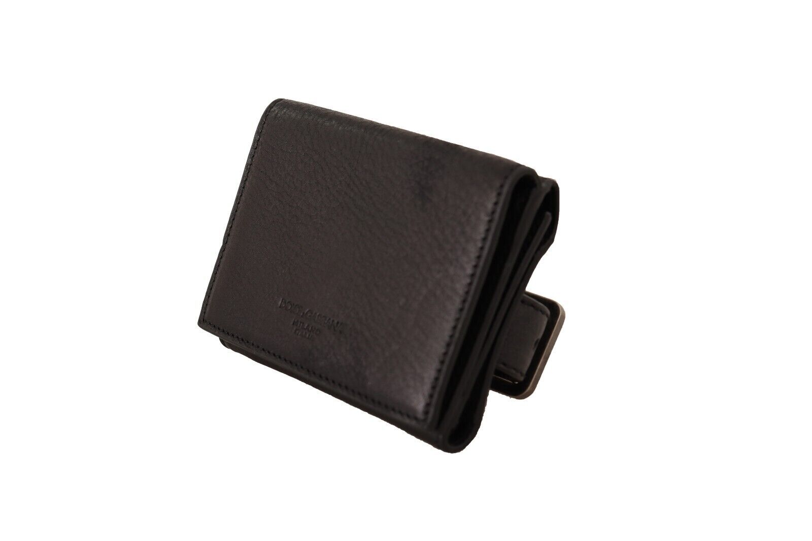 Dolce & Gabbana Svart Läder Trifold Plånbok med Bältesrem Multi Kit Plånbok