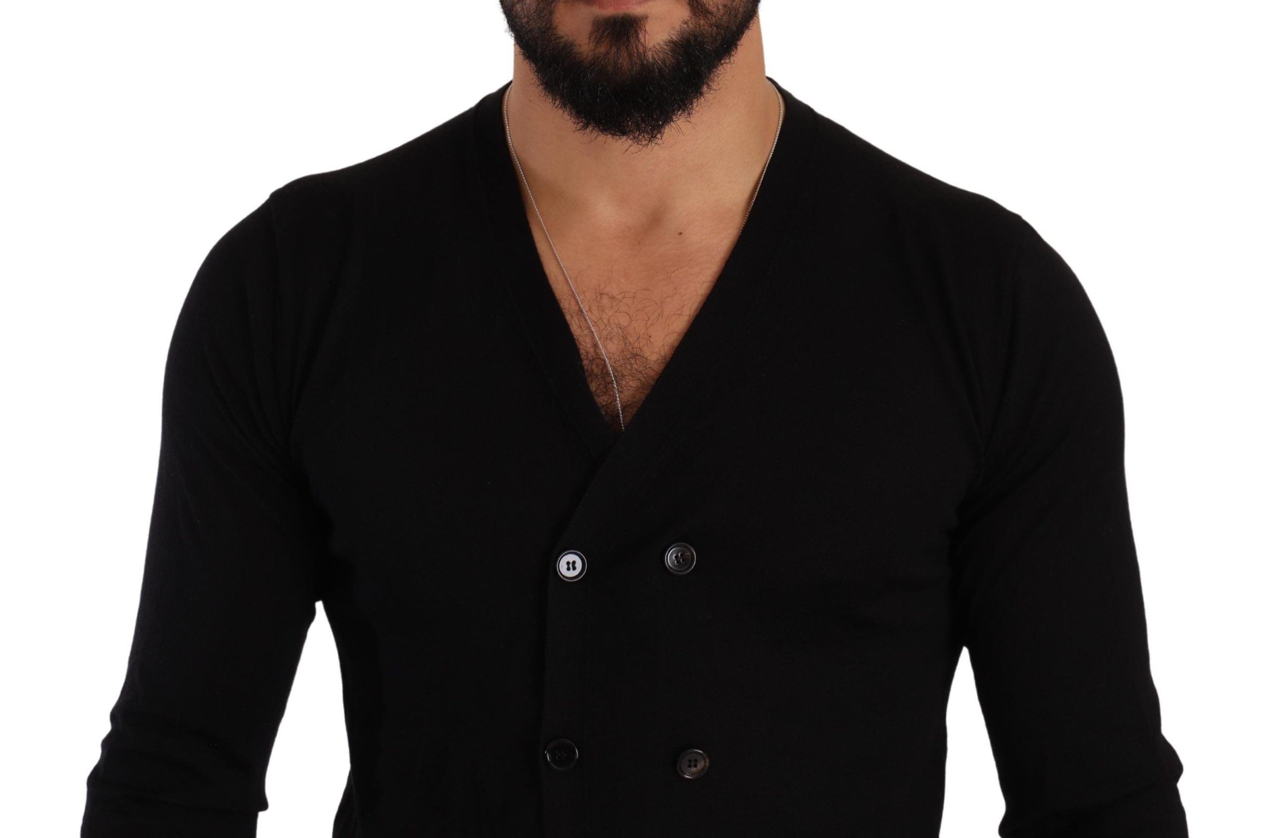 Dolce & Gabbana Svart Kashmirkofta Med Knappar
